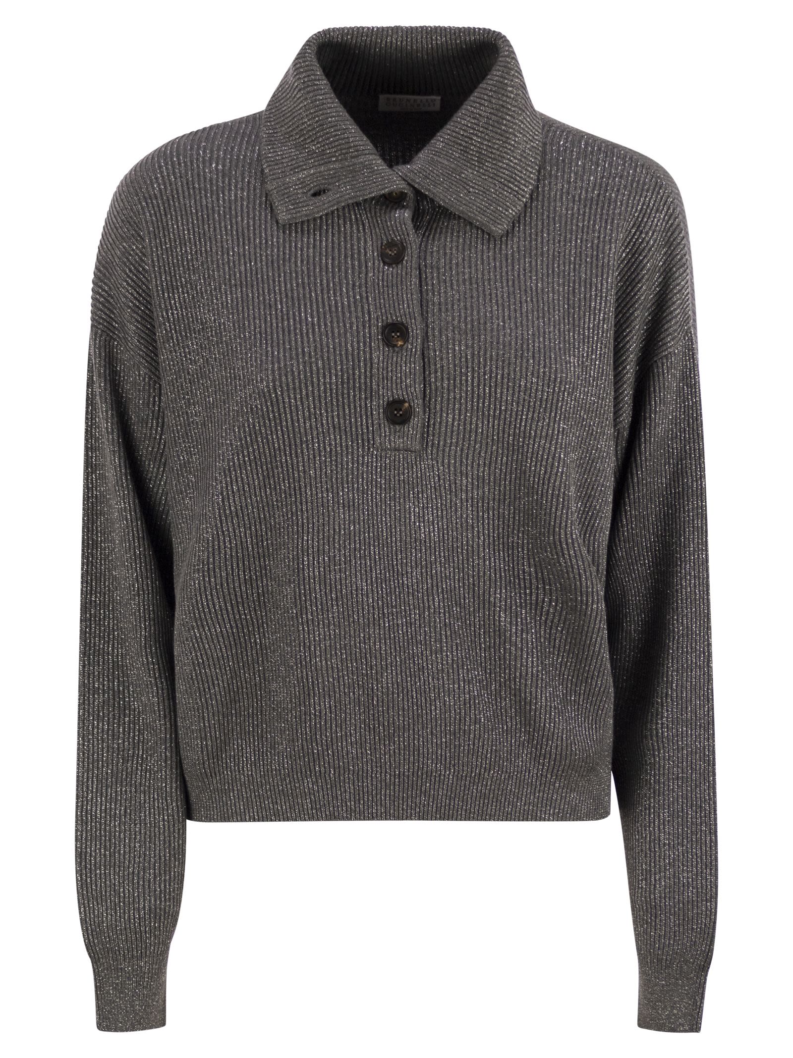 Brunello Cucinelli Women Cotton And Viscose Rib Knit High Collar