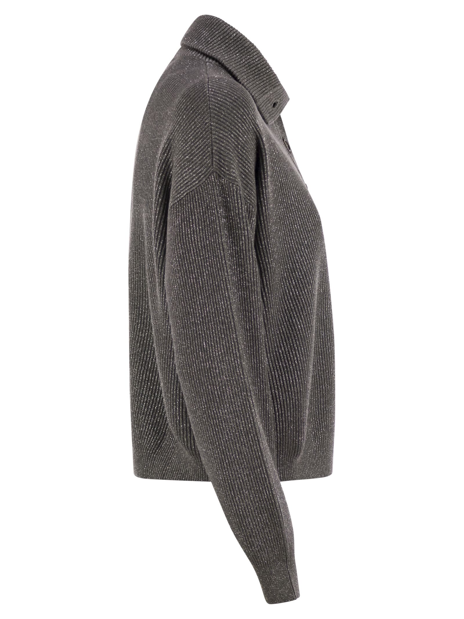 Brunello Cucinelli Women Cotton And Viscose Rib Knit High Collar