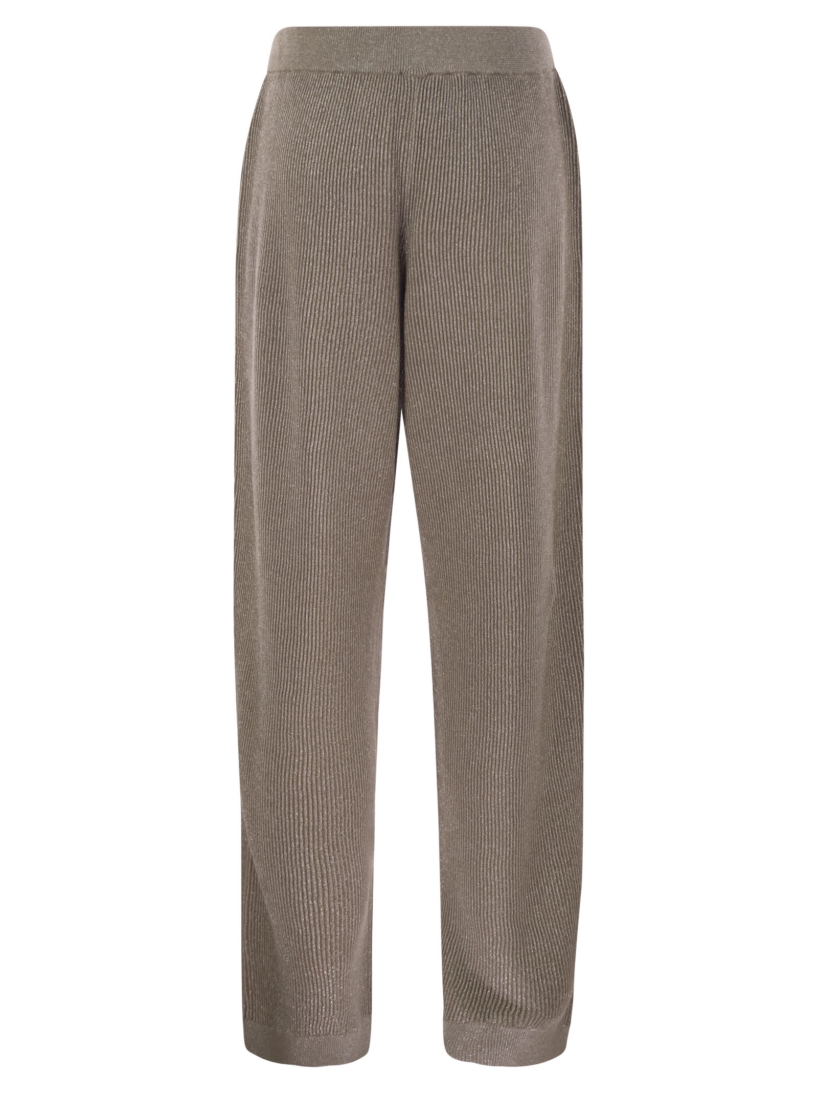 Brunello Cucinelli Women English Rib Cotton And Viscose Pants