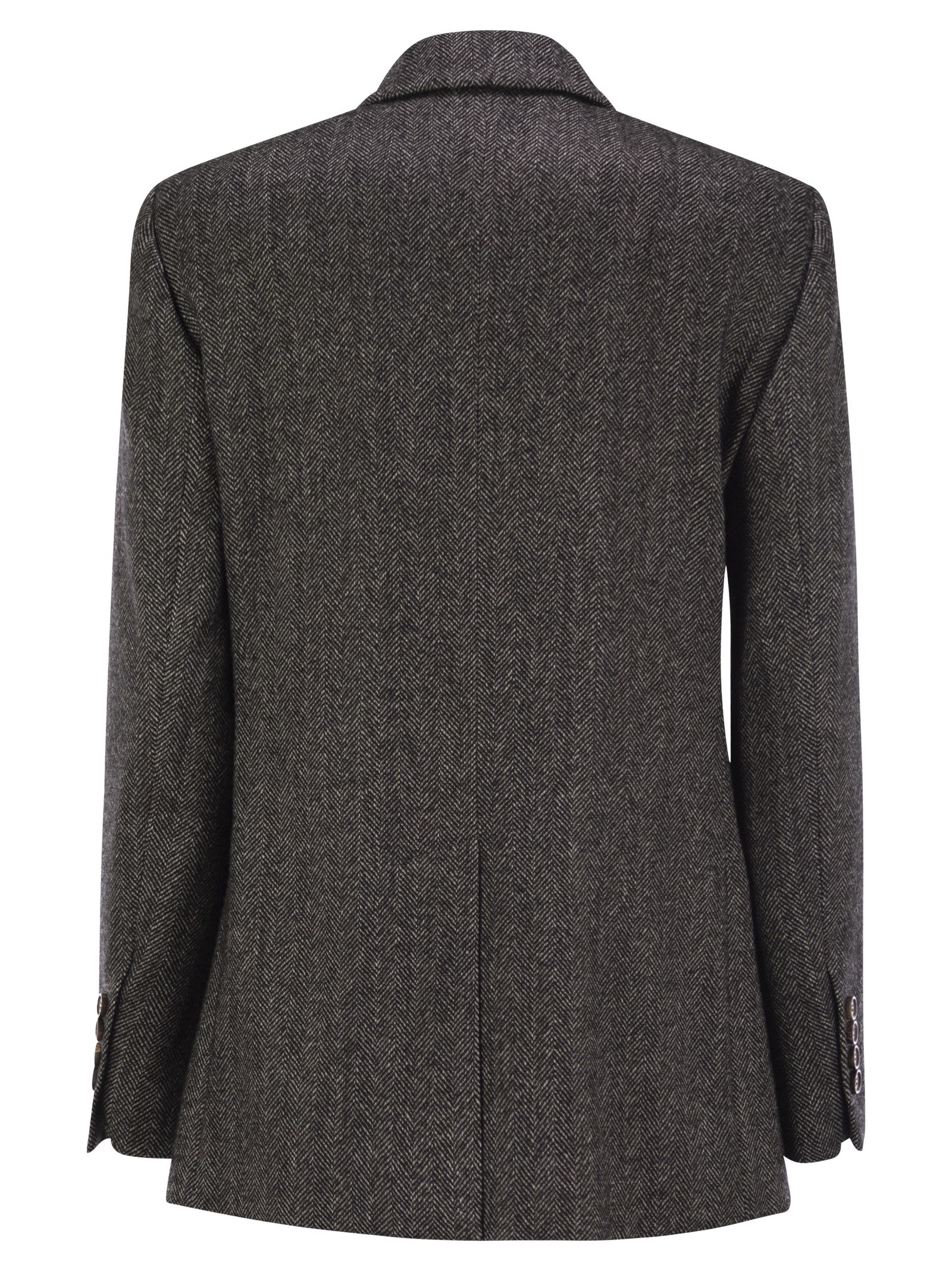 Brunello Cucinelli Women Techno Wool Carded Chevron Jacket With Monile