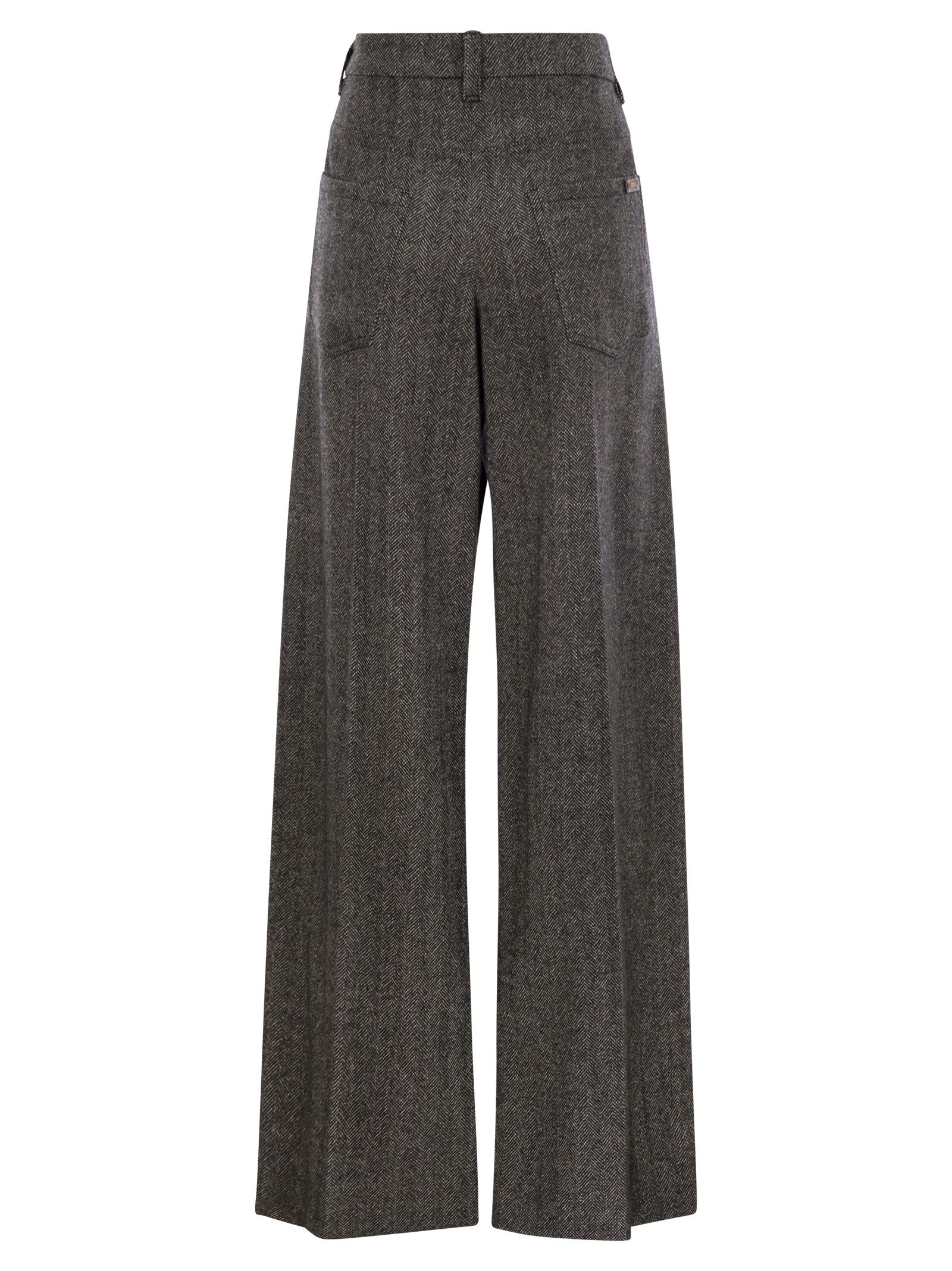 Brunello Cucinelli Women Loose Sartorial Chevron Carded Techno Wool Trousers
