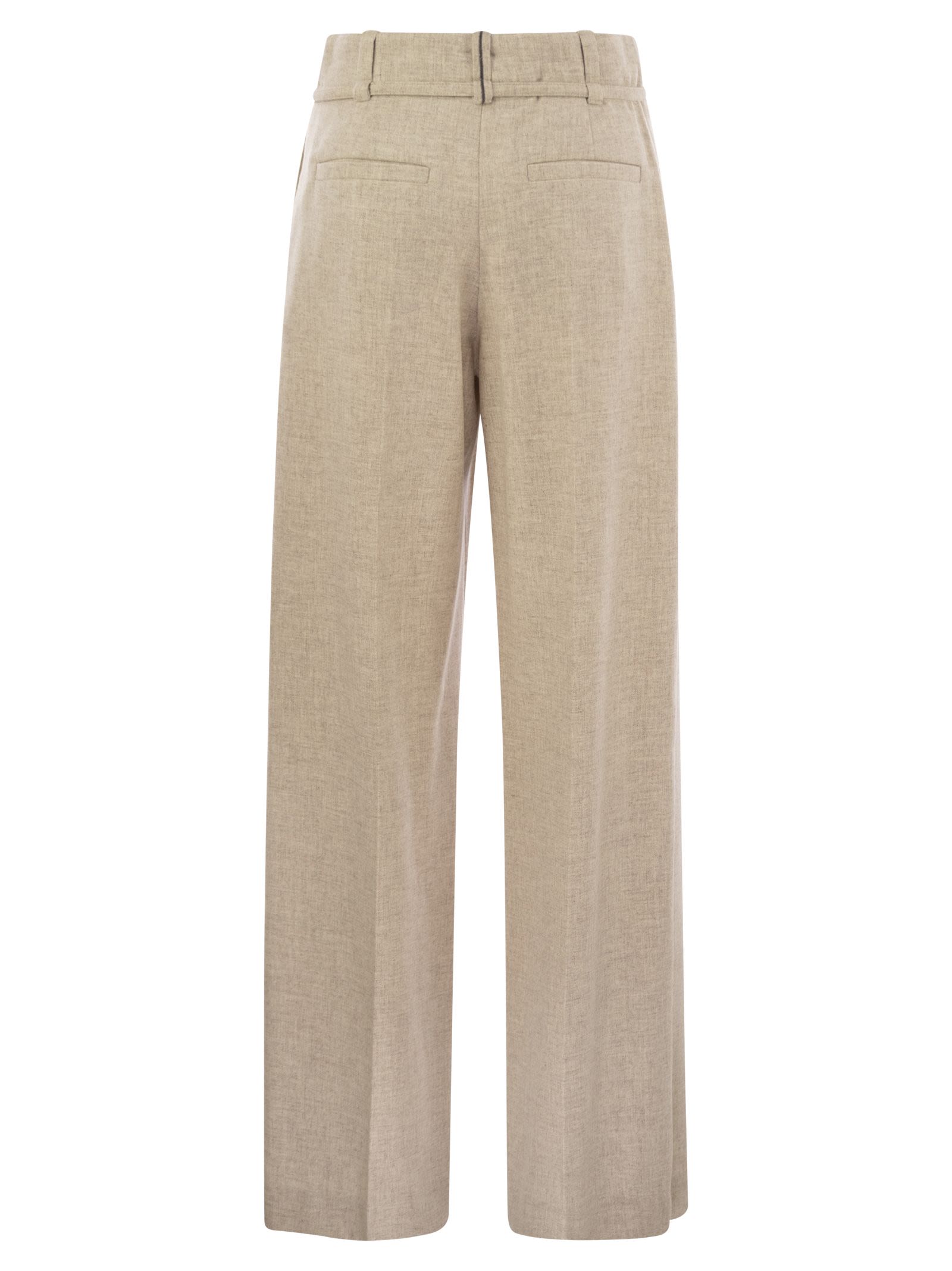 Brunello Cucinelli Women Virgin Wool And Cashmere Trousers With Necklace