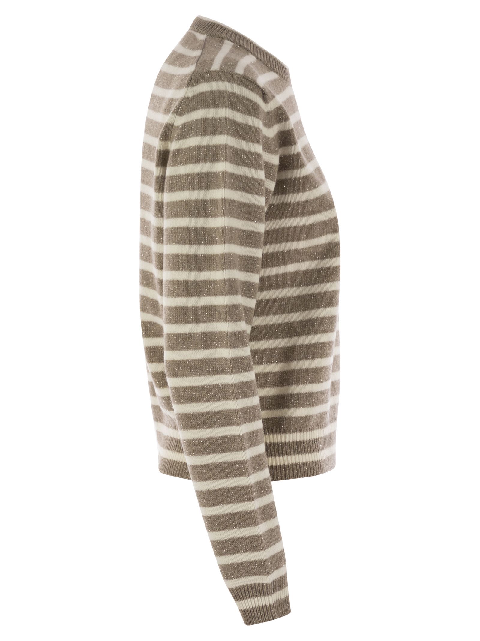 Brunello Cucinelli Women Sparkling & Dazzling Striped Cashmere And Wool Sweater