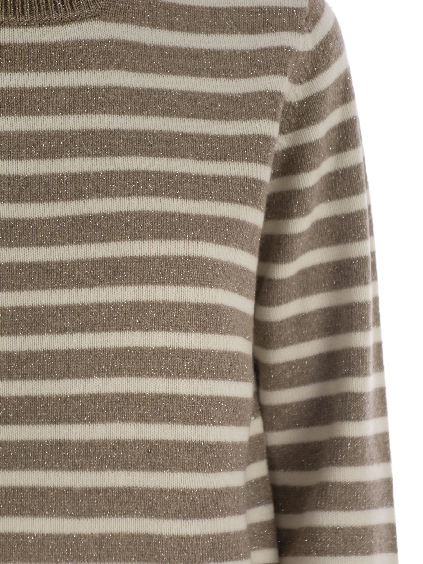 Brunello Cucinelli Women Sparkling & Dazzling Striped Cashmere And Wool Sweater