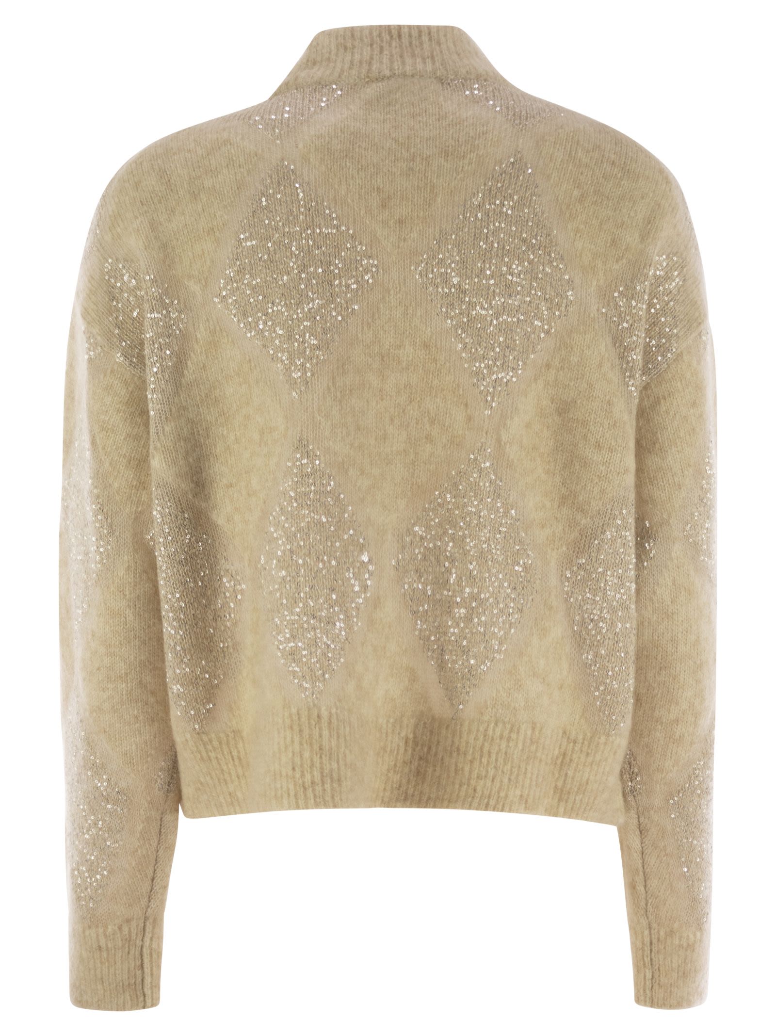 Brunello Cucinelli Women Dazzling Argyle Sweater In Wool And Mohair