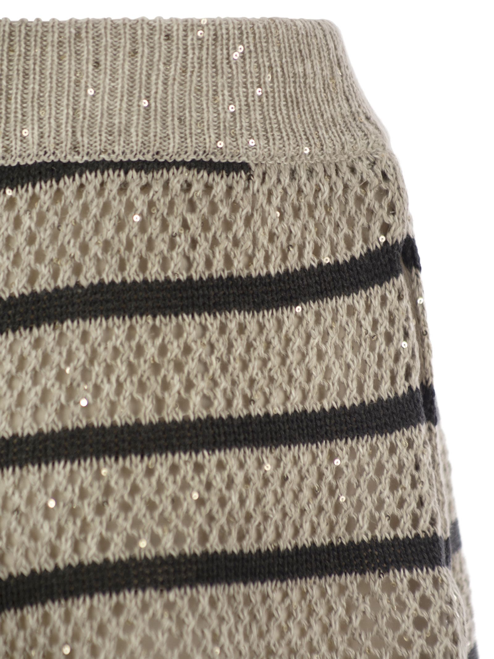 Brunello Cucinelli Women Dazzling Striped Net Linen Shorts