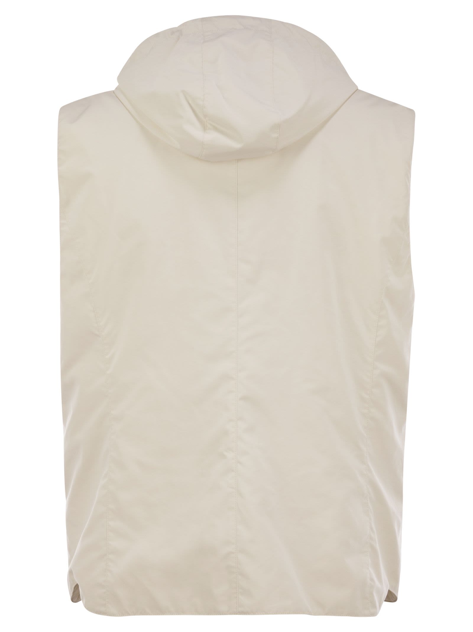 Brunello Cucinelli Men Water-Repellent Microfiber Vest With Thermore® Padding And Detachable Hood