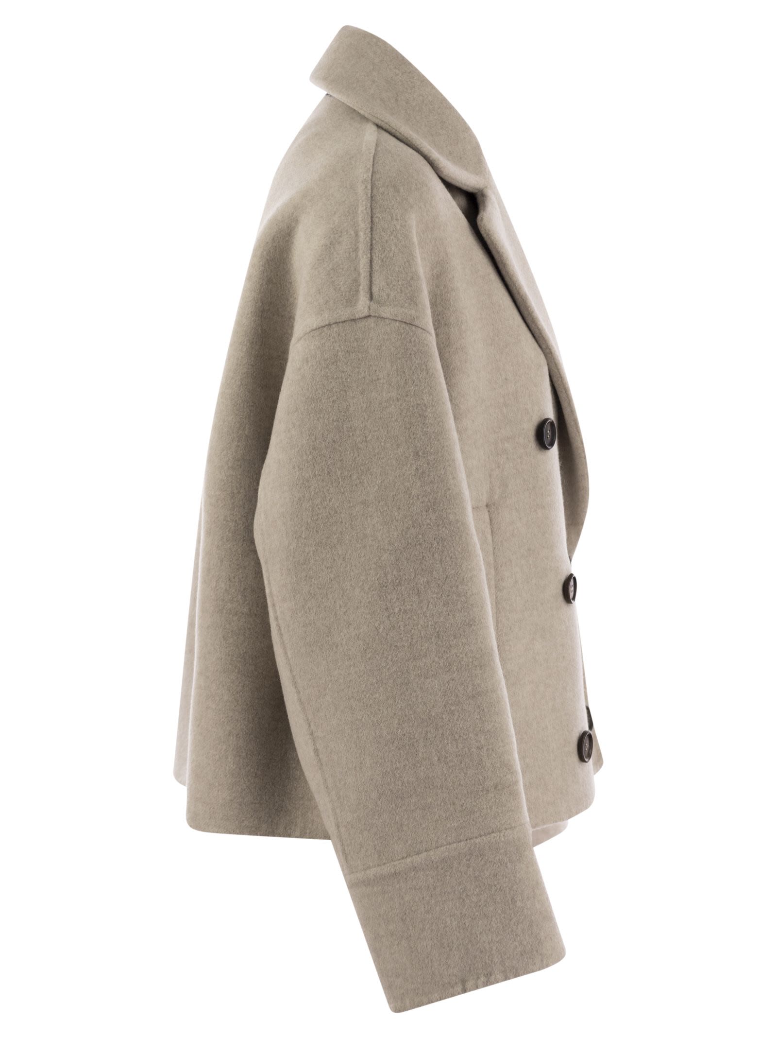 Brunello Cucinelli Women Double-Breasted Wool And Cashmere Short Coat