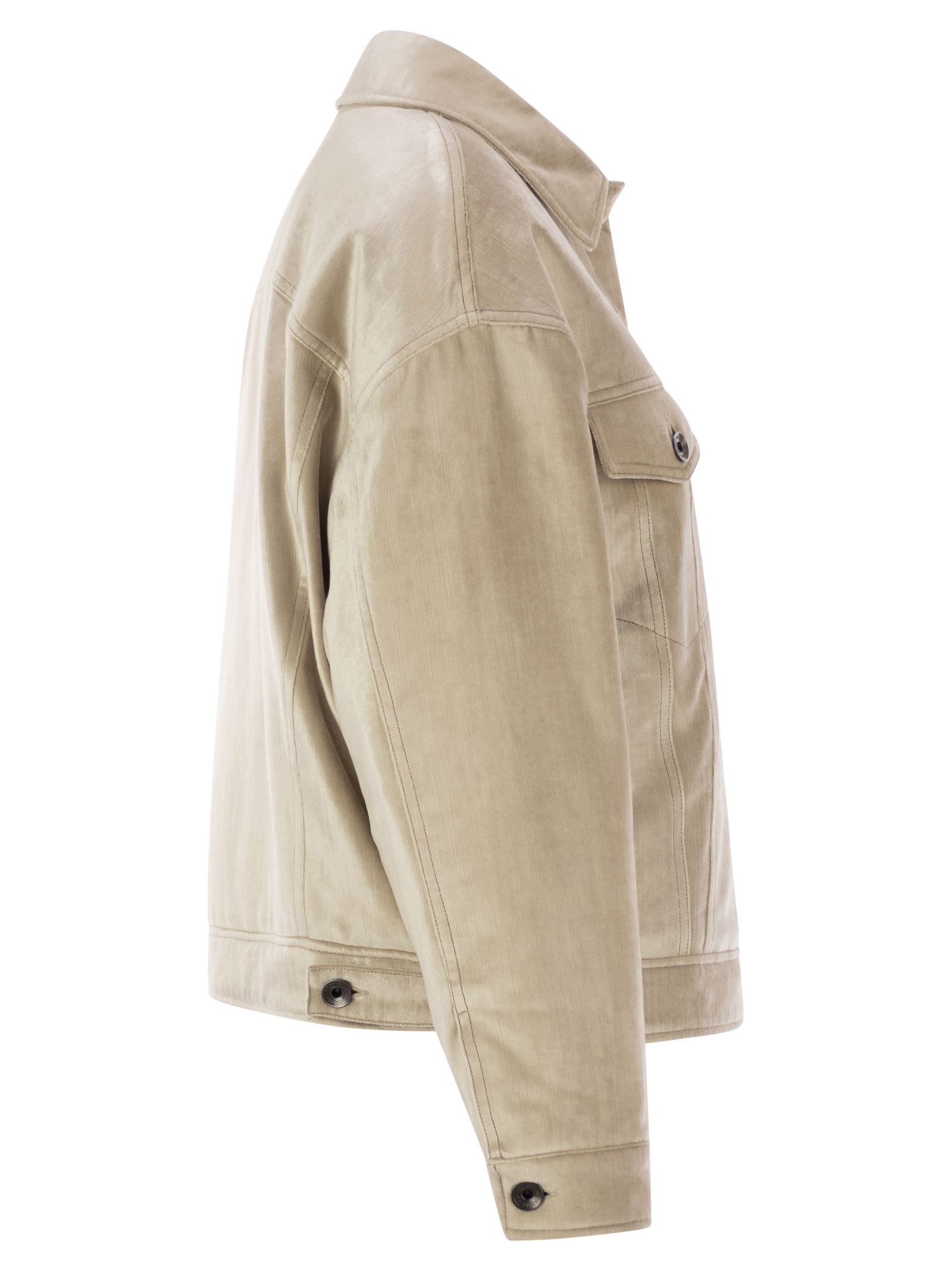 Brunello Cucinelli Women Four-Pocket Jacket In Cotton And Viscose Velvet Sleek With Thermore® Padding And Shiny Tab