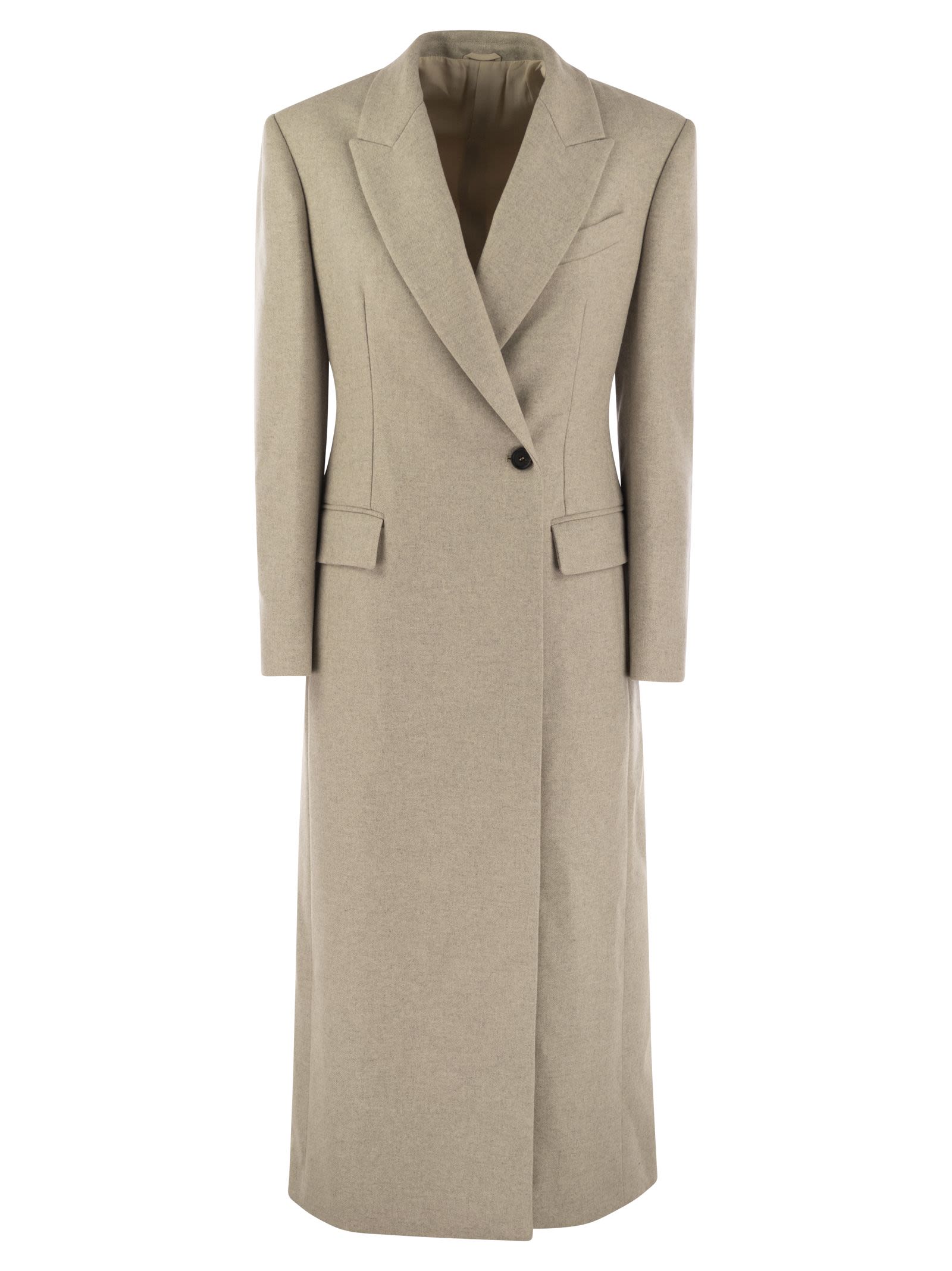Brunello Cucinelli Women Lightweight Wool Cloth Coat With Jewellery