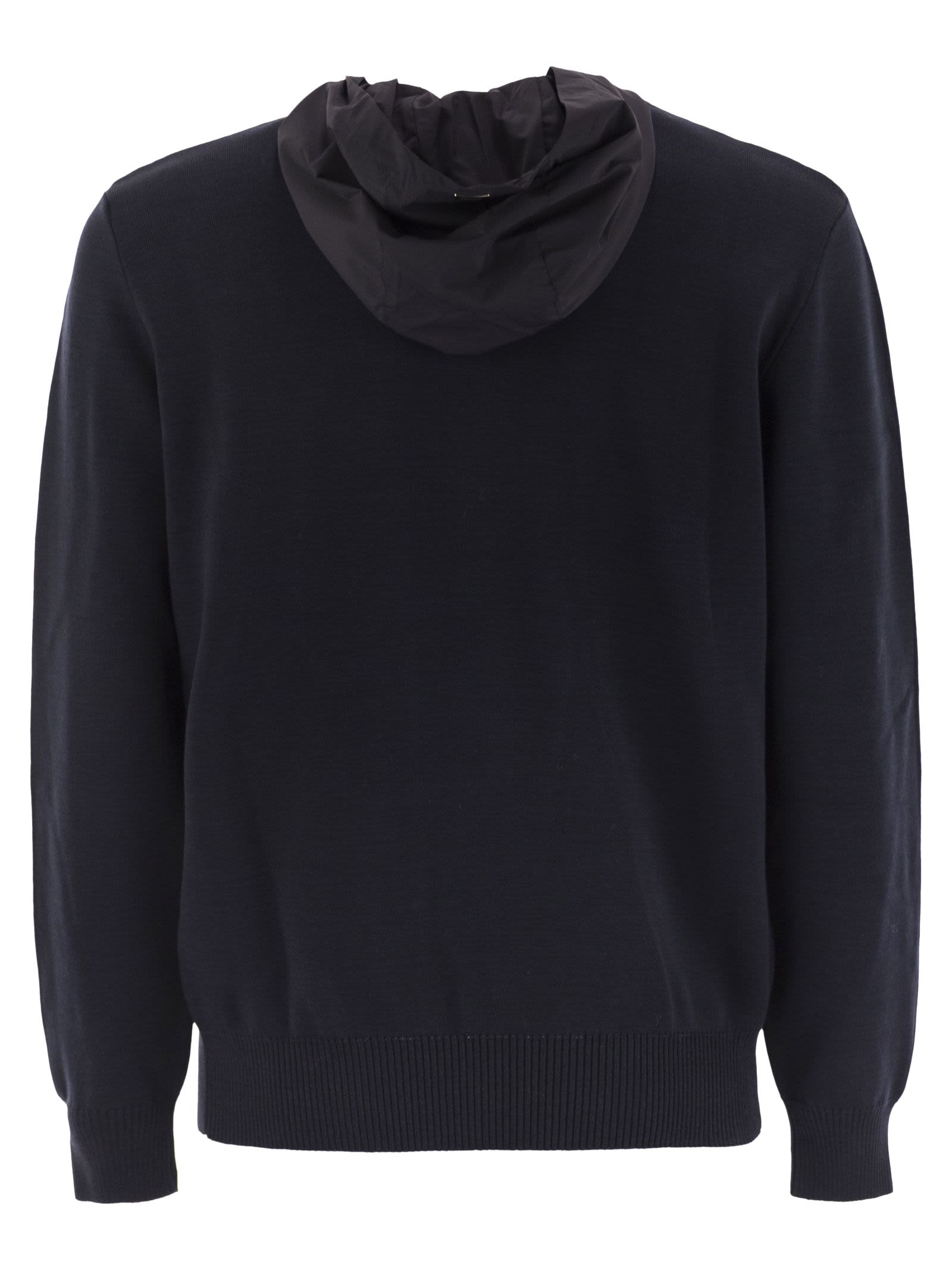 Herno Men Resort Double Cotton Knit And Nylon Hoodie