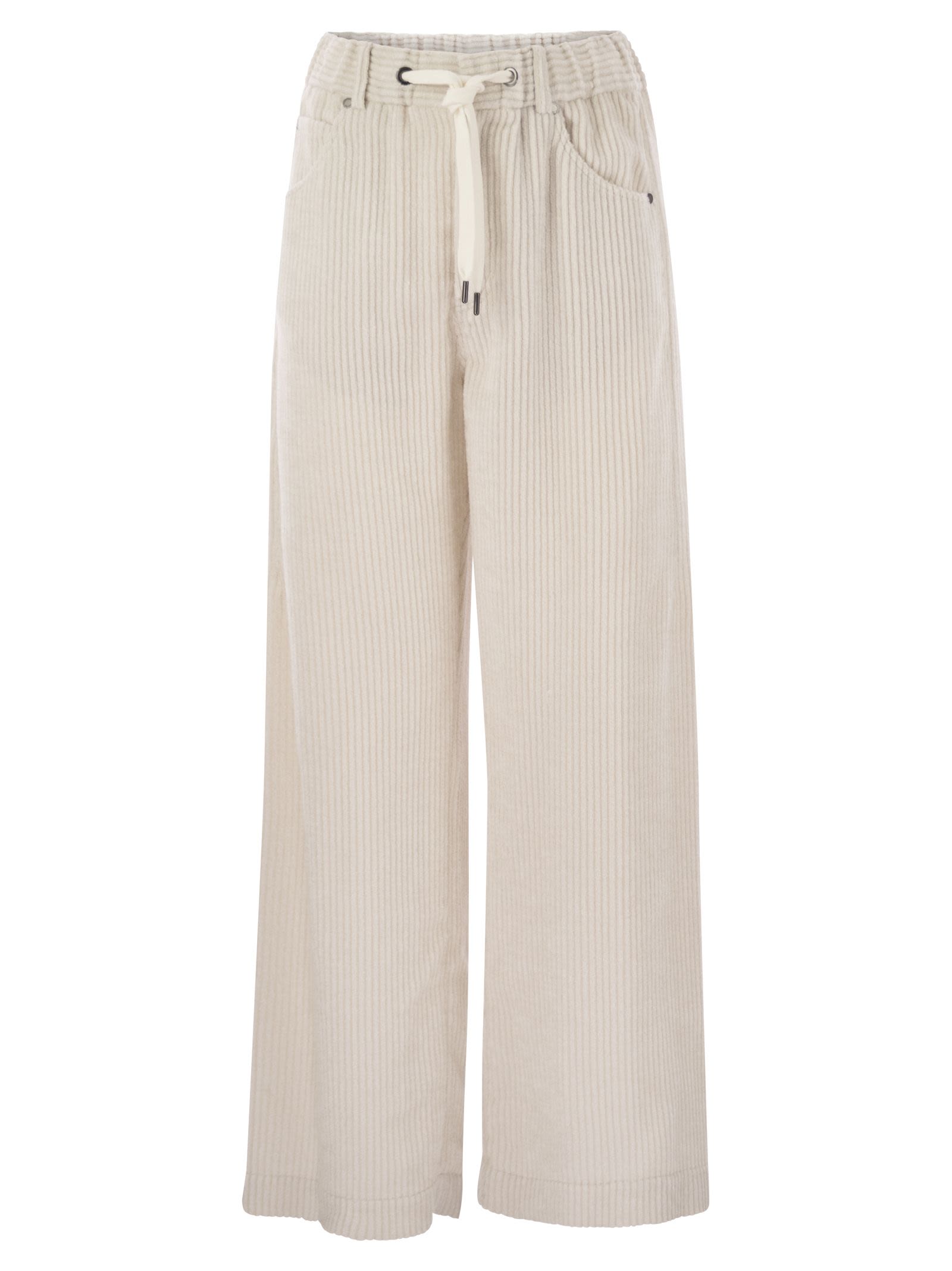 Brunello Cucinelli Women Fluid Corduroy Trousers With Jewellery