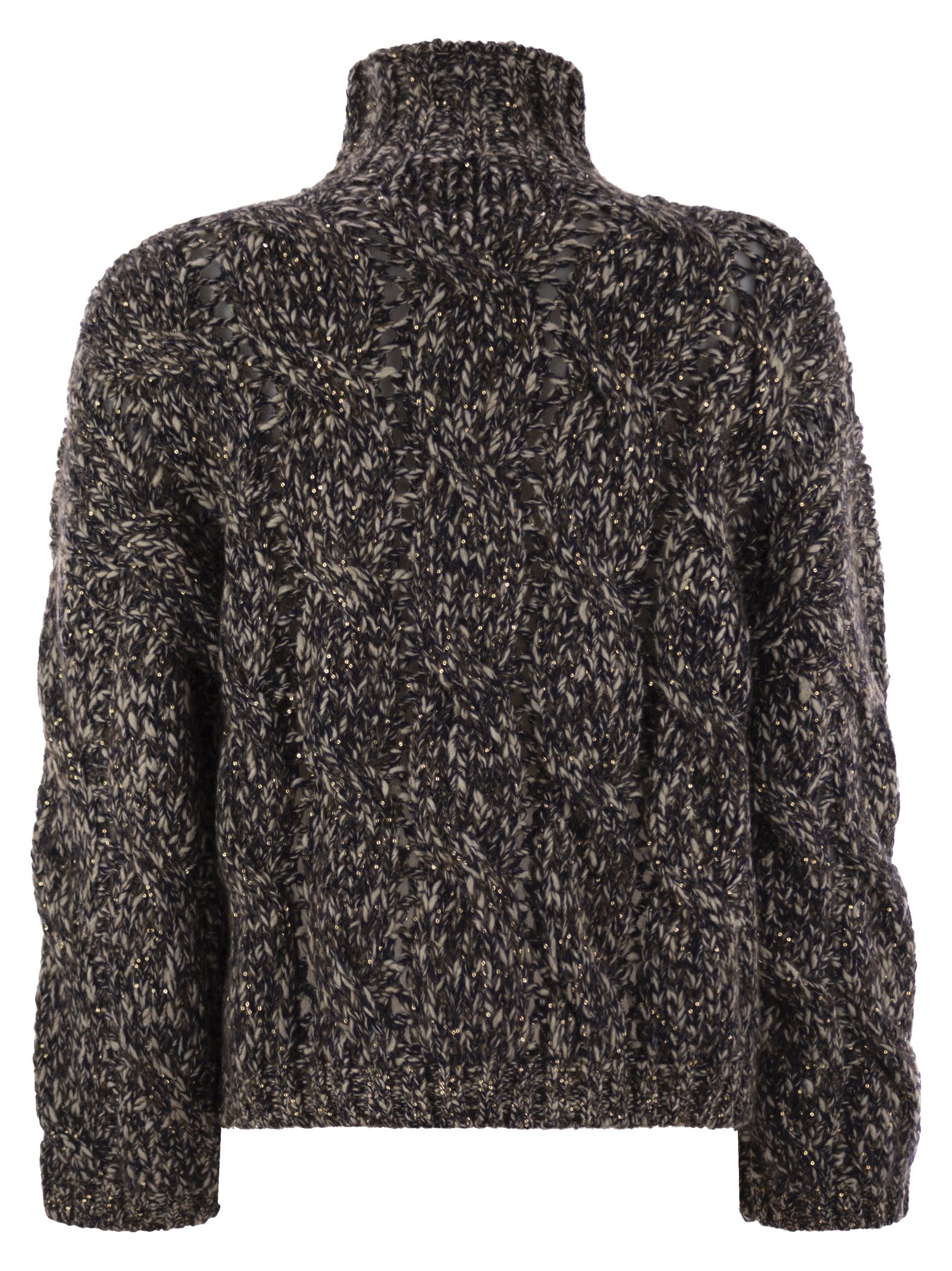 Brunello Cucinelli Women Soft Wool, Cashmere And Mohair Turtleneck Sweater With Braided Design