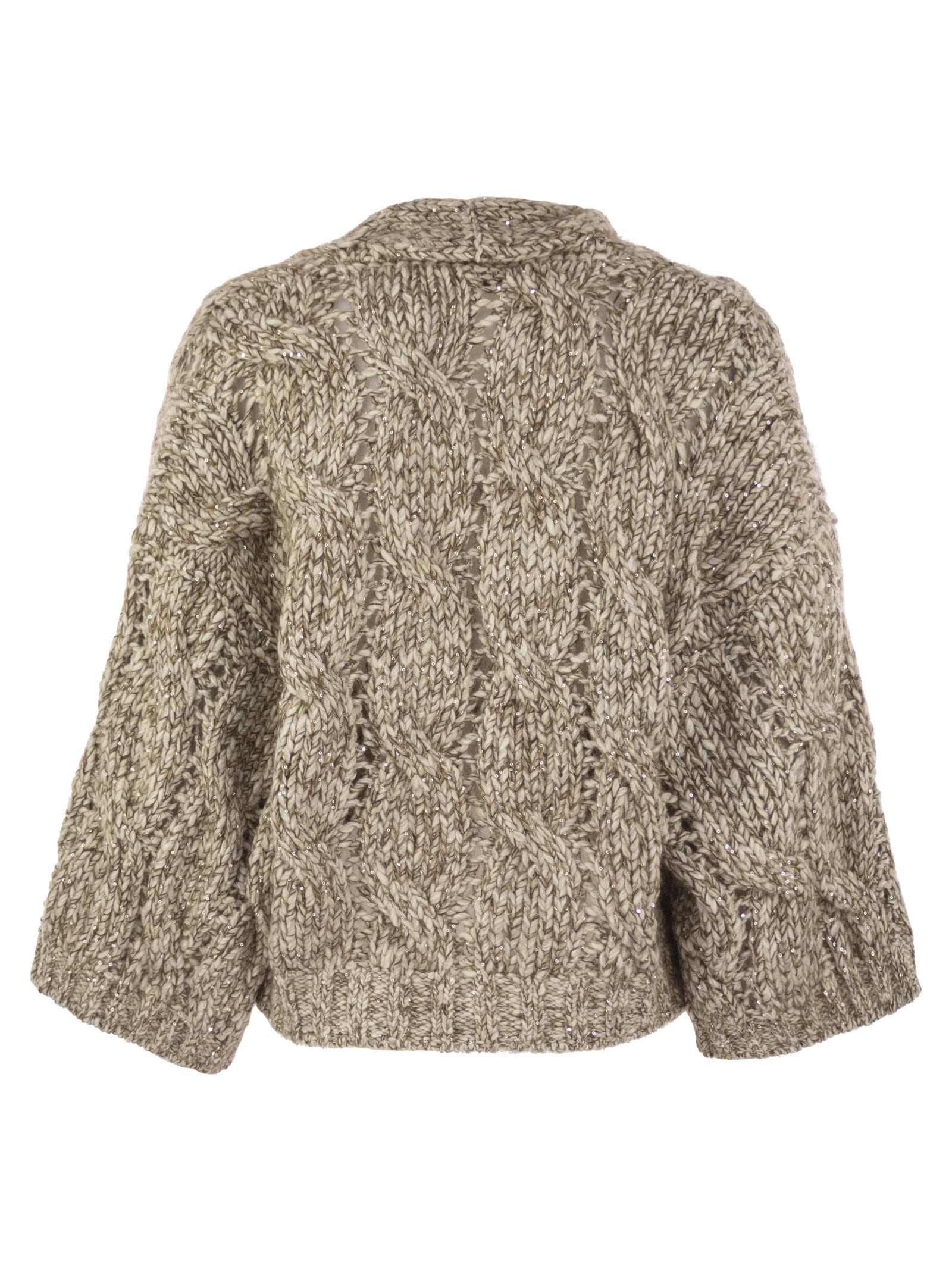 Brunello Cucinelli Women Dazzling Chiné Cardigan In Soft Wool, Cashmere And Braided Mohair