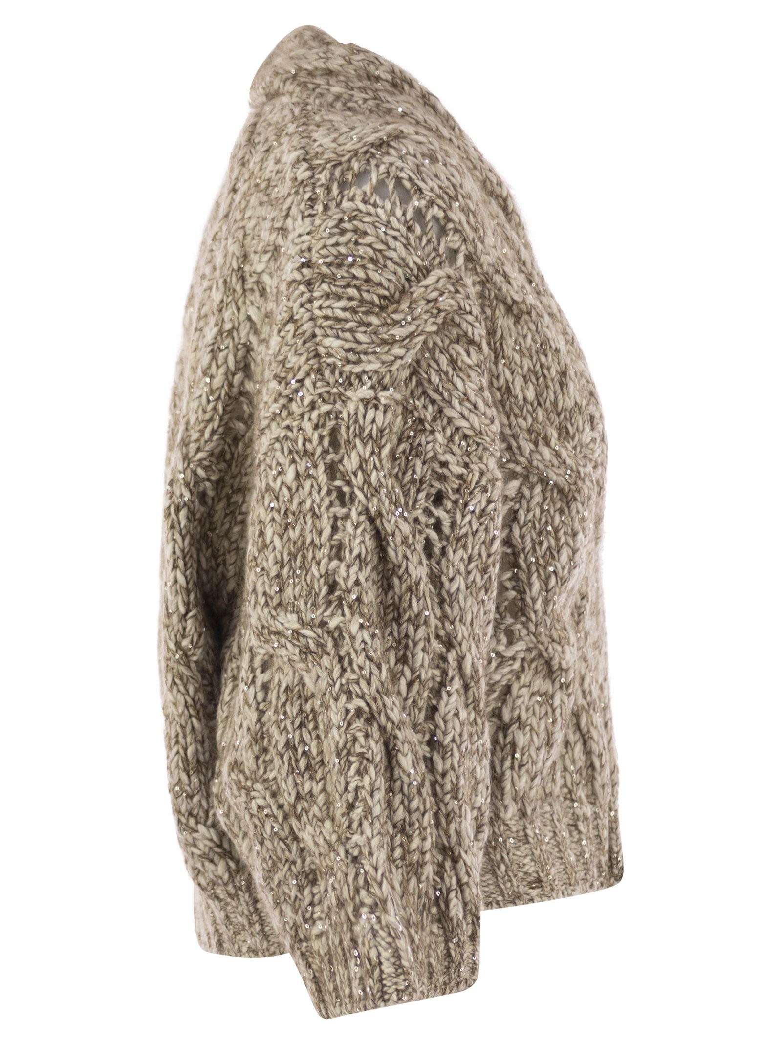 Brunello Cucinelli Women Dazzling Chiné Cardigan In Soft Wool, Cashmere And Braided Mohair
