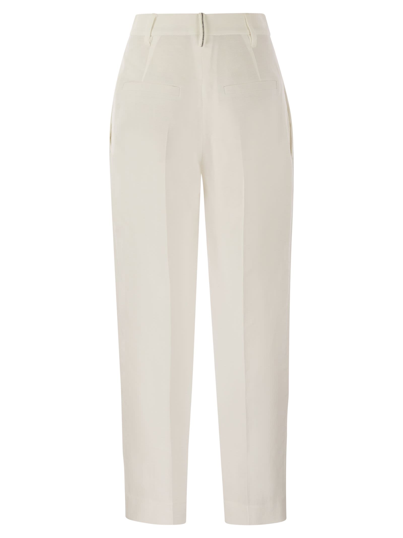 Brunello Cucinelli Women Slouchy Trousers In Viscose And Linen Fluid Twill With Moniline