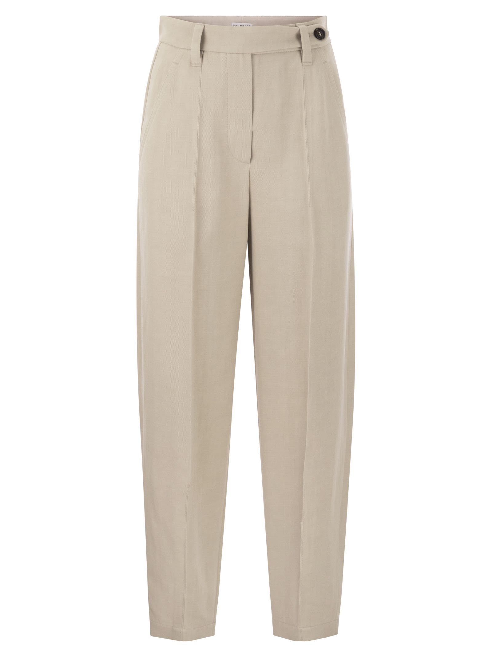 Brunello Cucinelli Women Curved Viscose And Linen Trousers