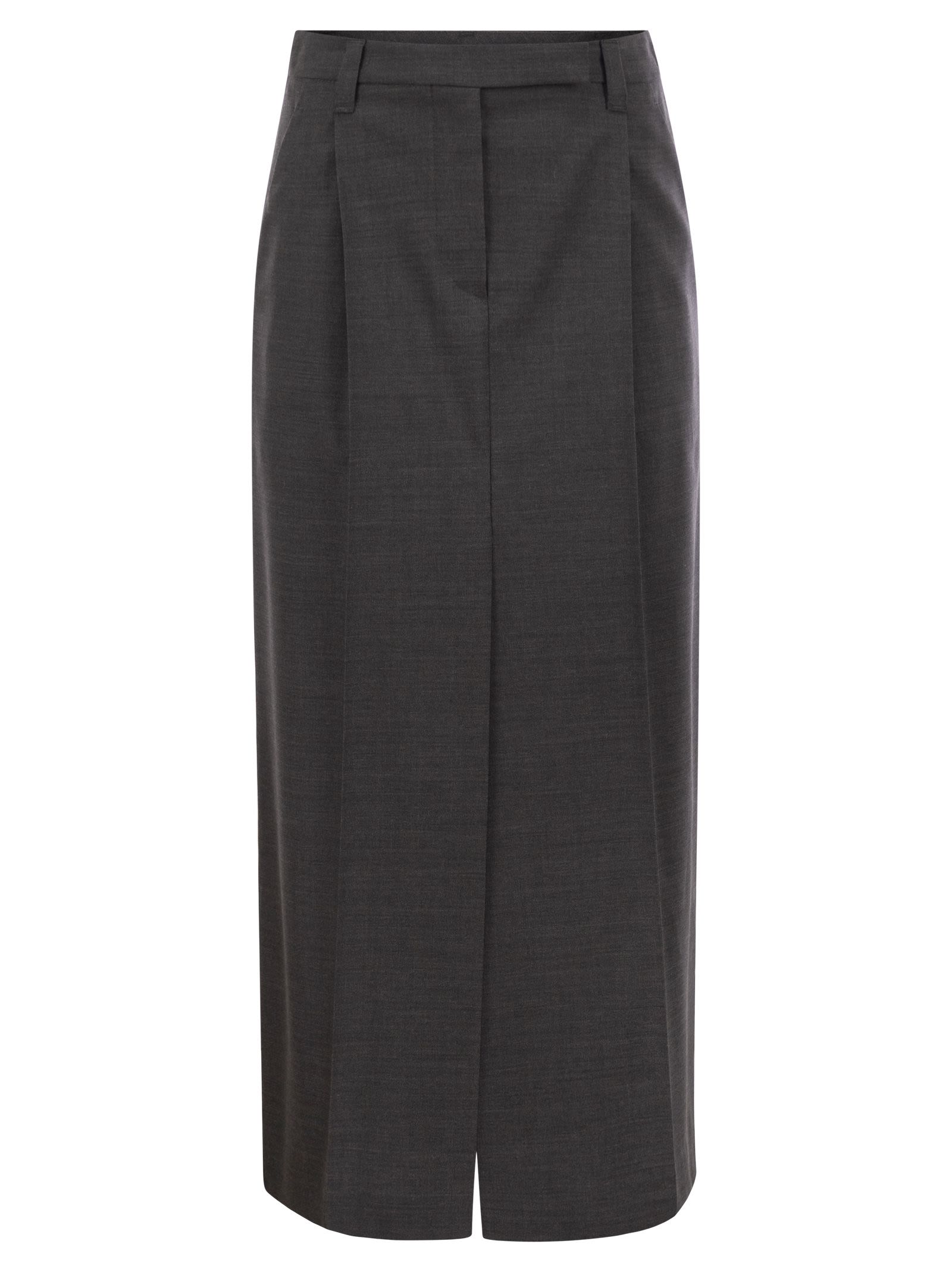 Brunello Cucinelli Women Sartorial Long Skirt In Virgin Wool Canvas