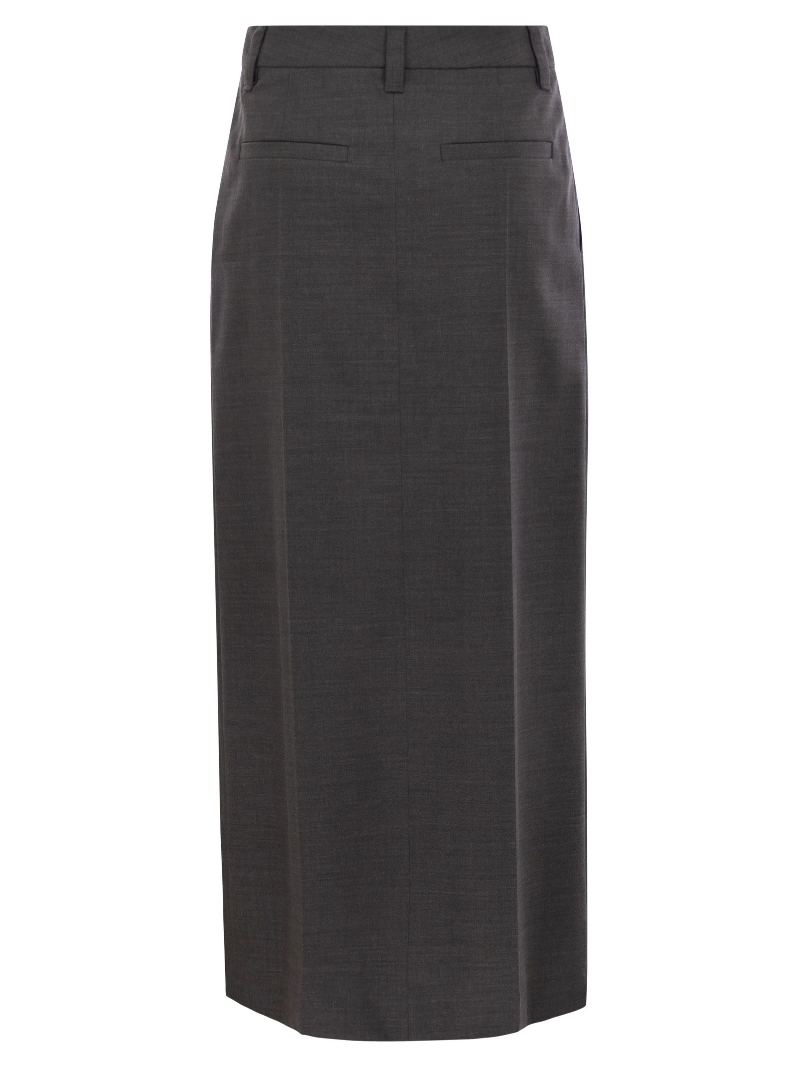 Brunello Cucinelli Women Sartorial Long Skirt In Virgin Wool Canvas