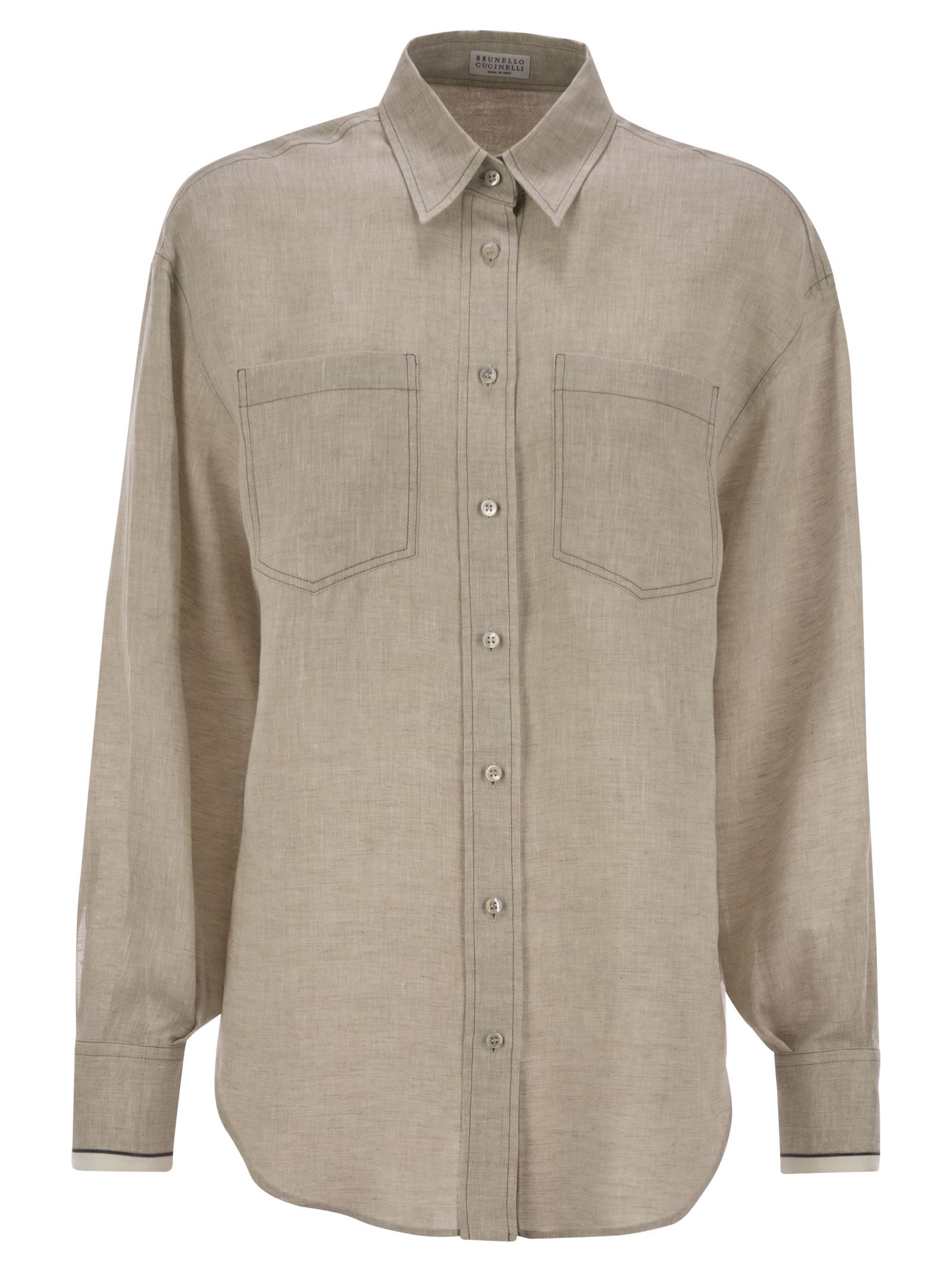Brunello Cucinelli Women Linen Shirt With Shiny Cuffs