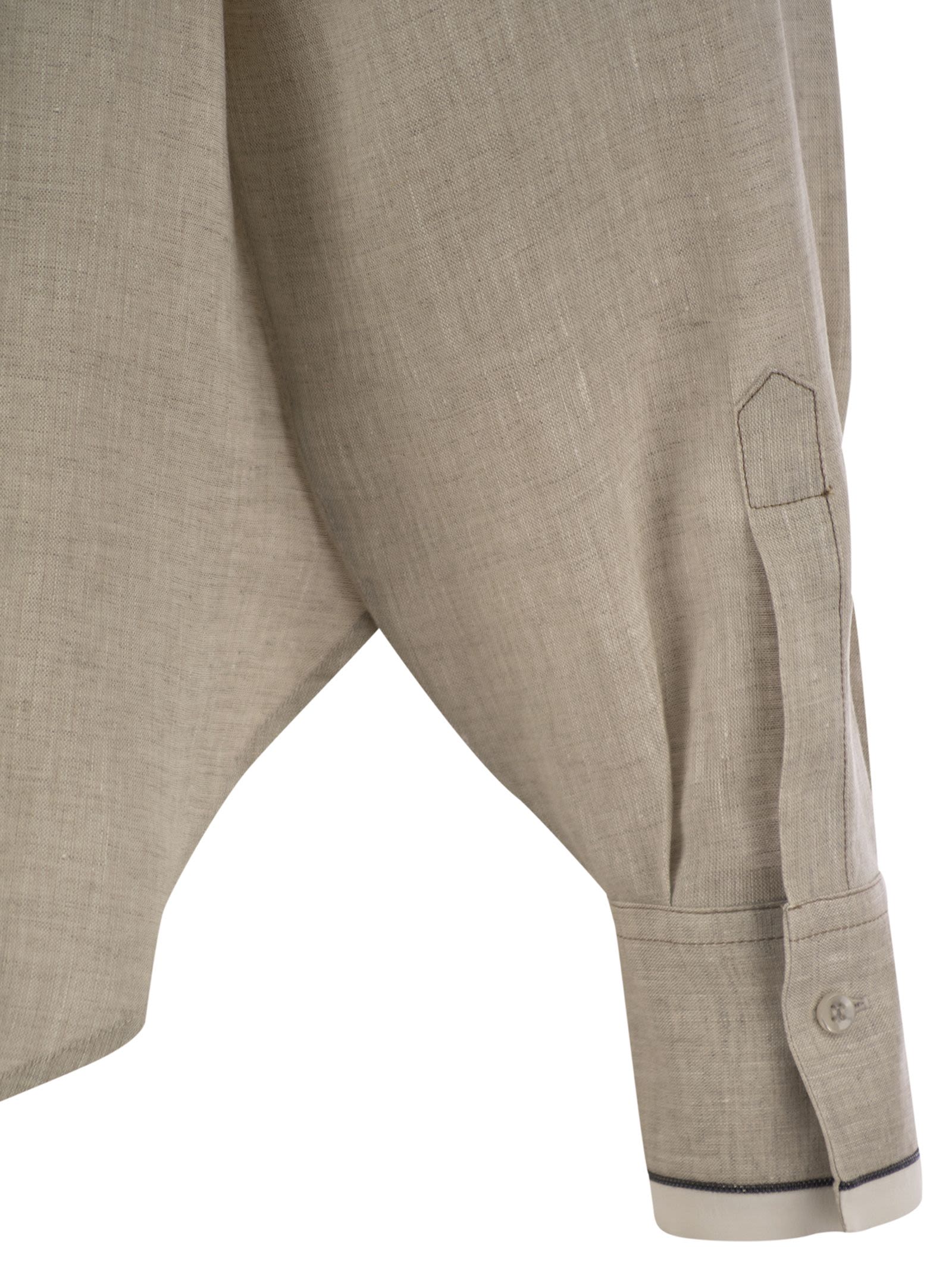 Brunello Cucinelli Women Linen Shirt With Shiny Cuffs