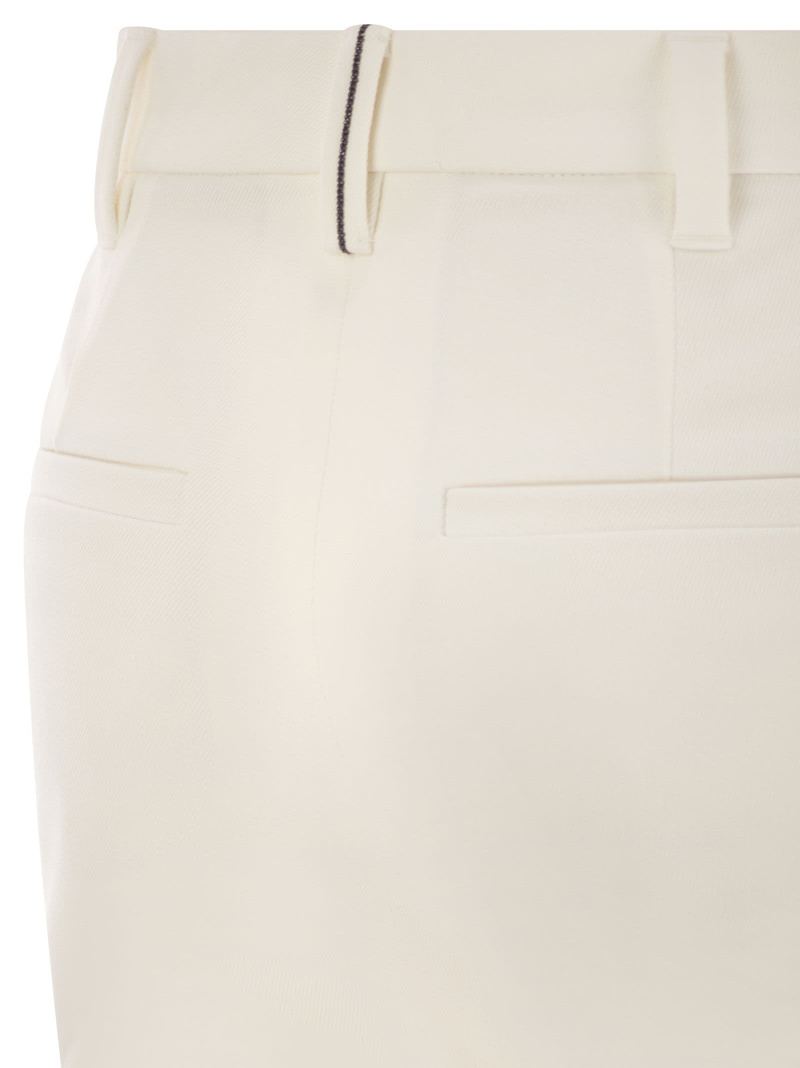 Brunello Cucinelli Women Cigarette Trousers In Stretch Cotton