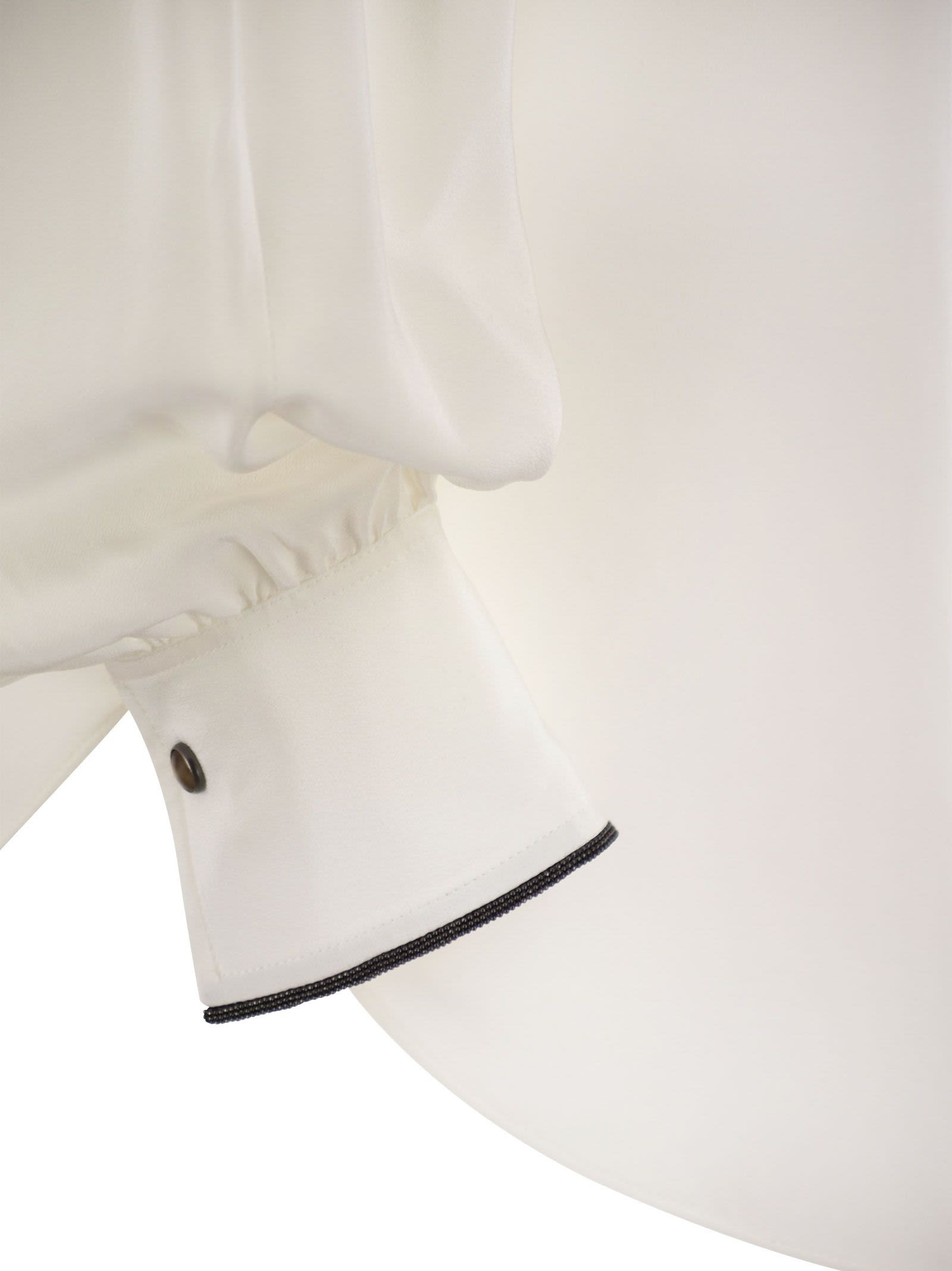 Brunello Cucinelli Women Silk Shirt With Snaps And Pockets