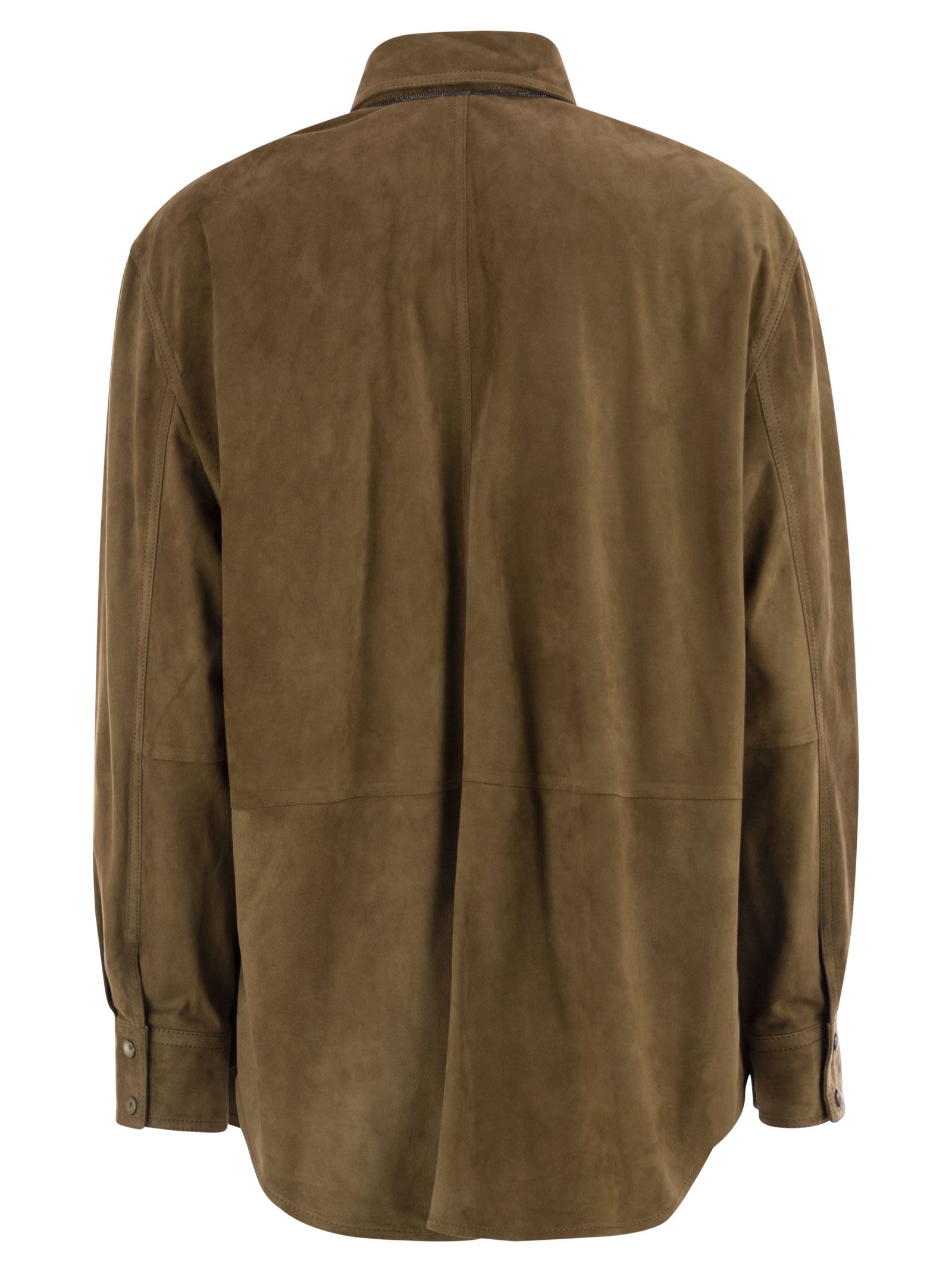 Brunello Cucinelli Women Suede Shirt With Jewellery