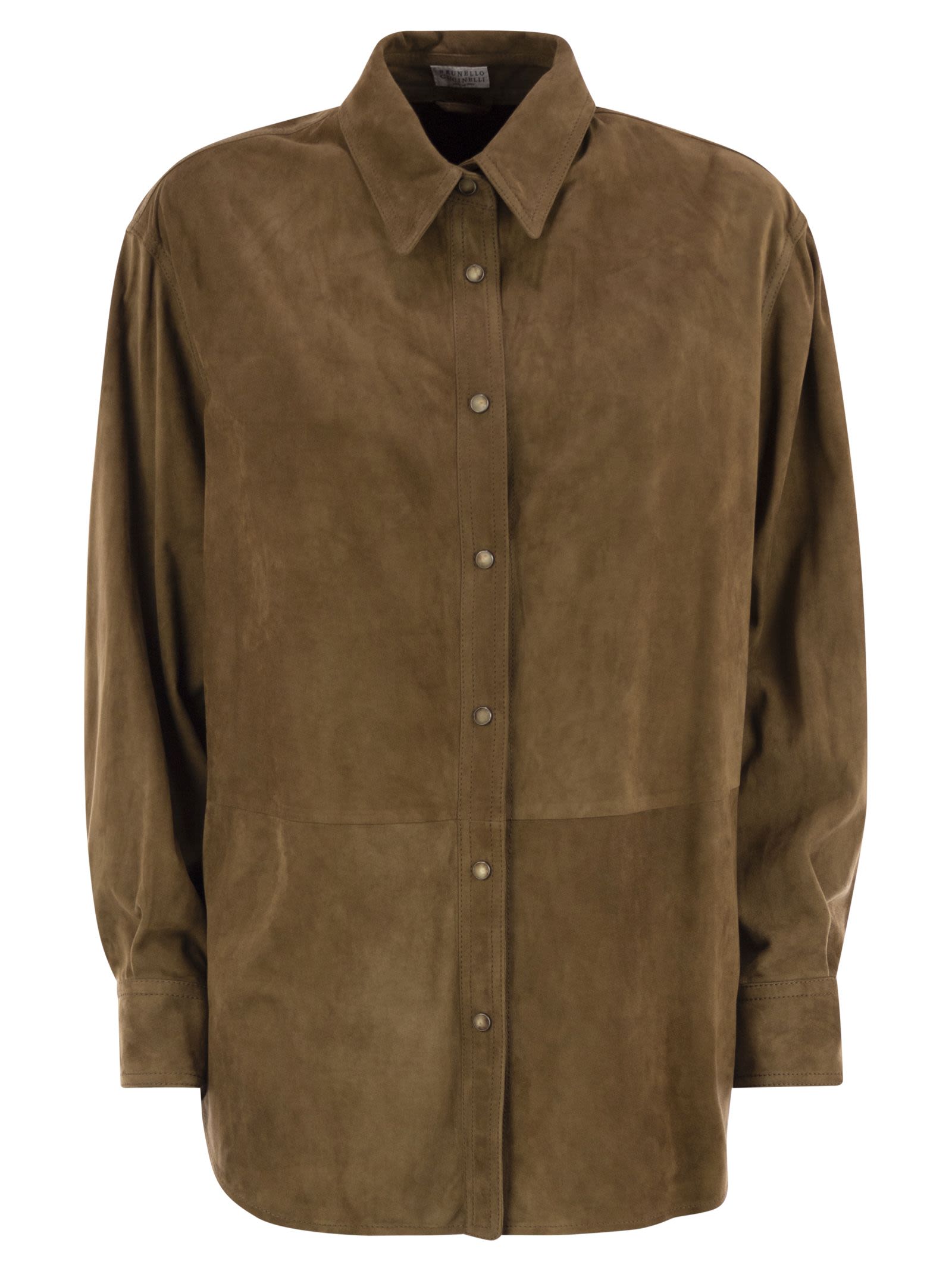 Brunello Cucinelli Women Suede Shirt With Jewellery