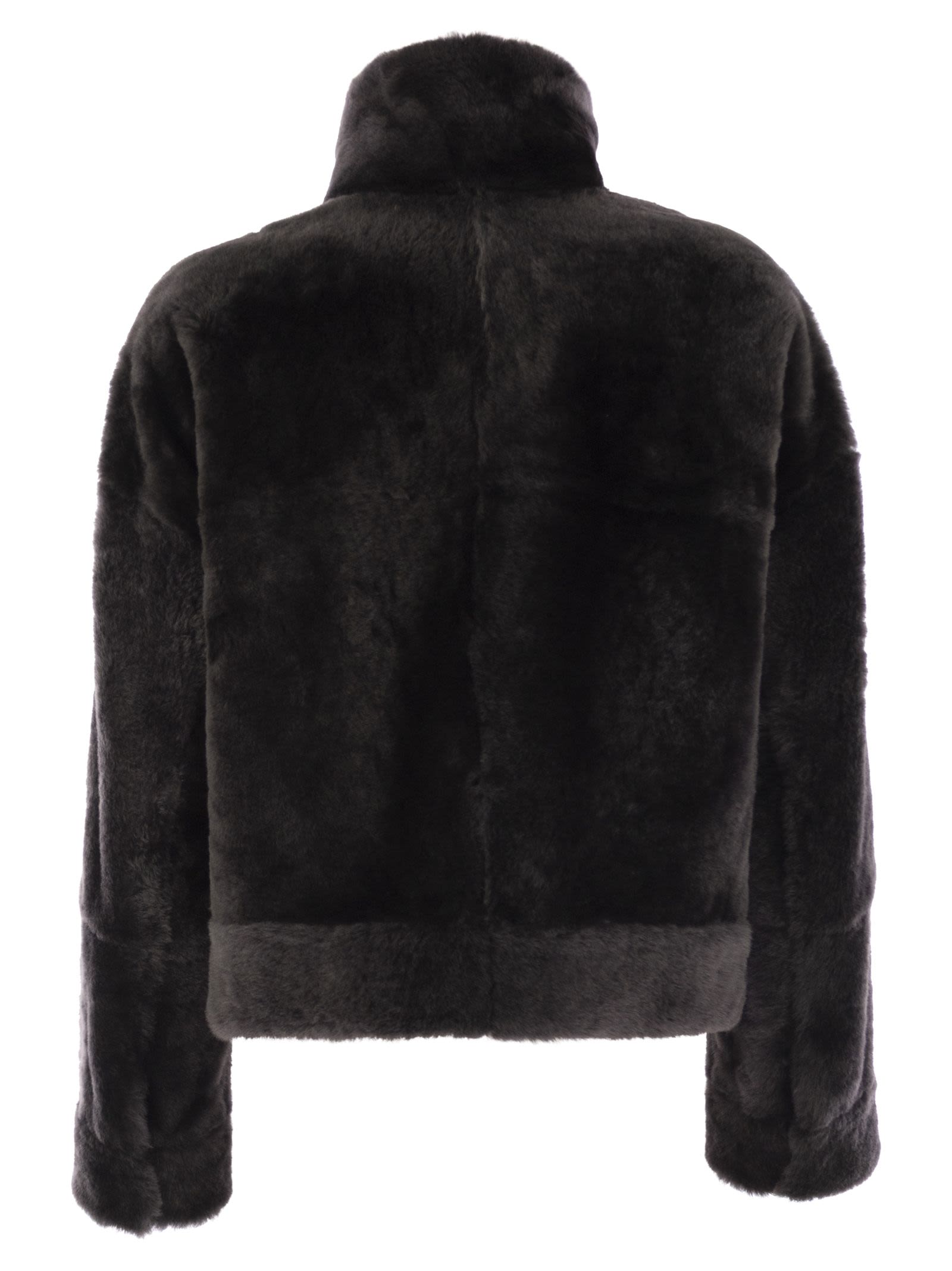 Brunello Cucinelli Women Shearling Outerwear With Shiny Zip