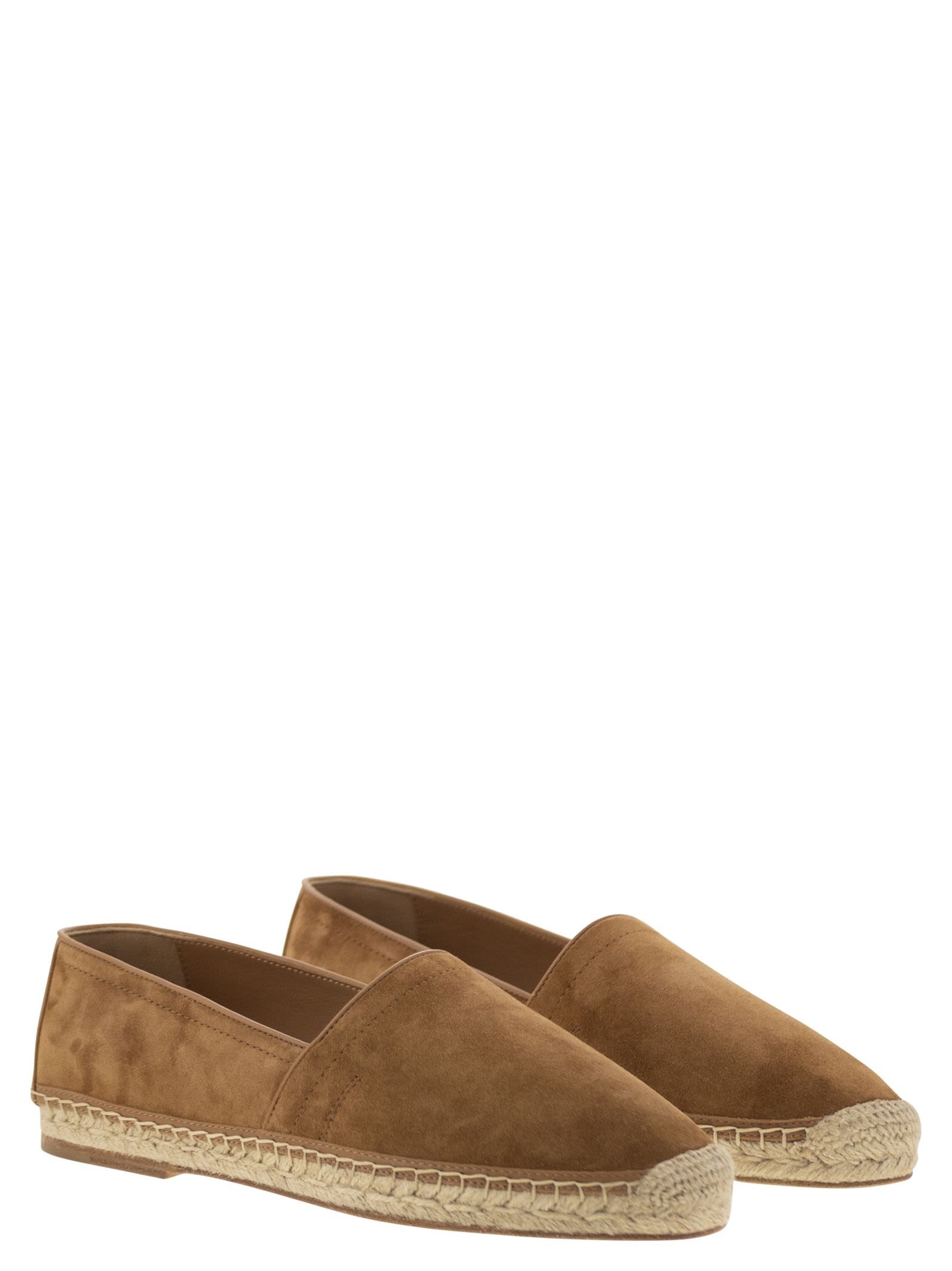 Brunello Cucinelli Men Washed Suede Espadrilles With Beading