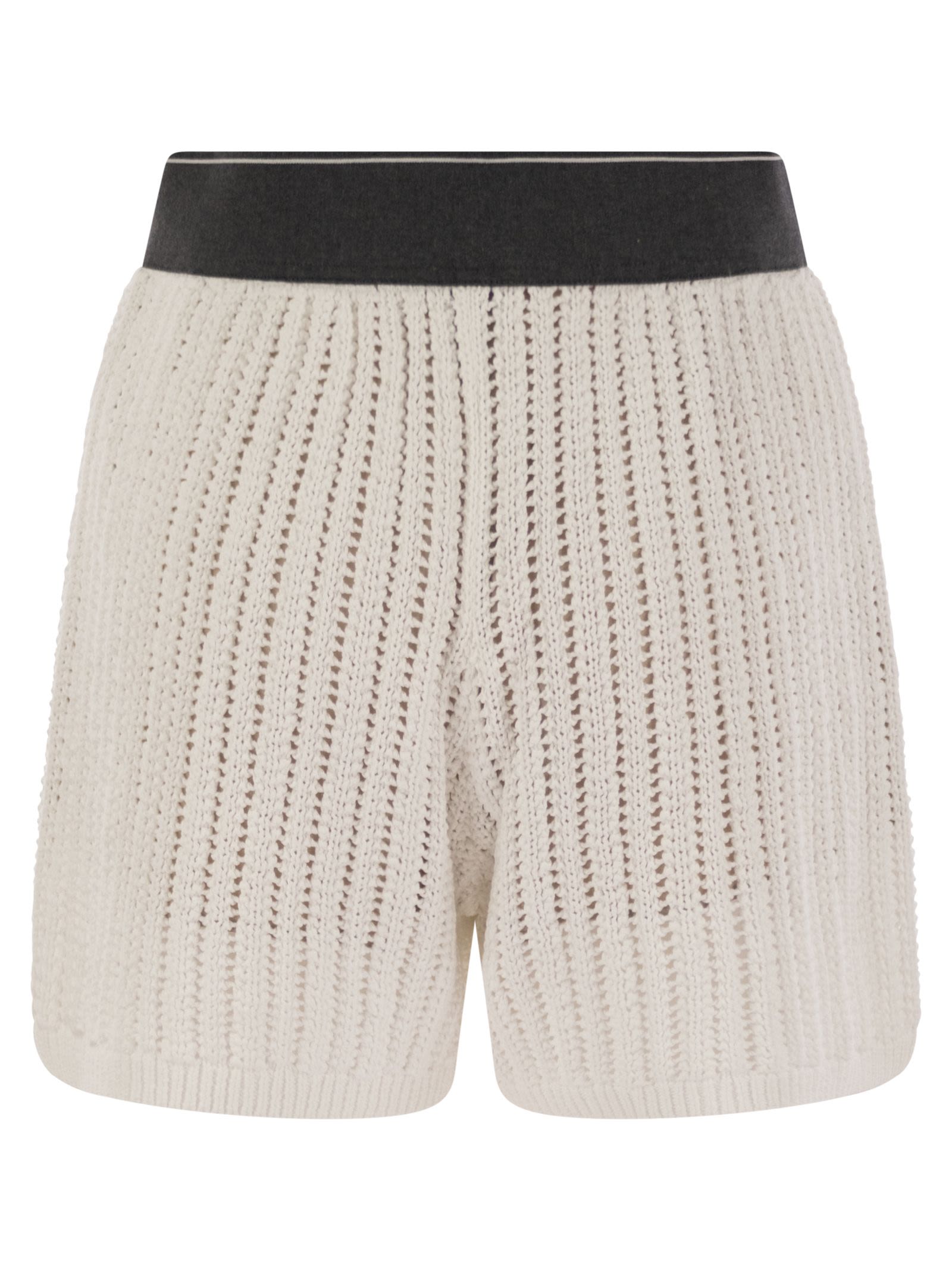 Brunello Cucinelli Women Cotton Net Knit Shorts