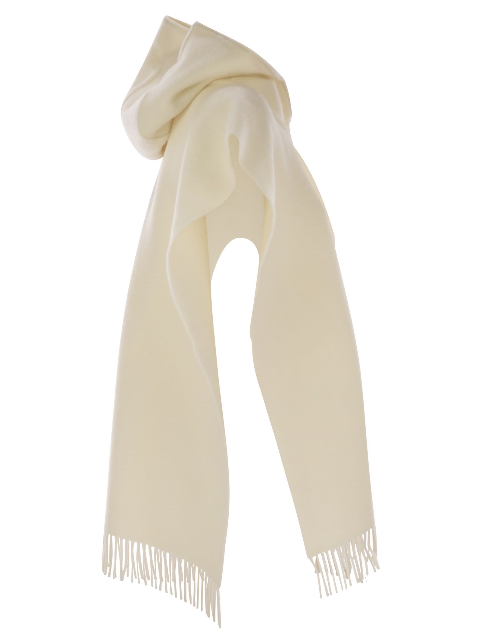 Brunello Cucinelli Women Double Knit Wool And Cashmere Poncho With Hood And Fringes