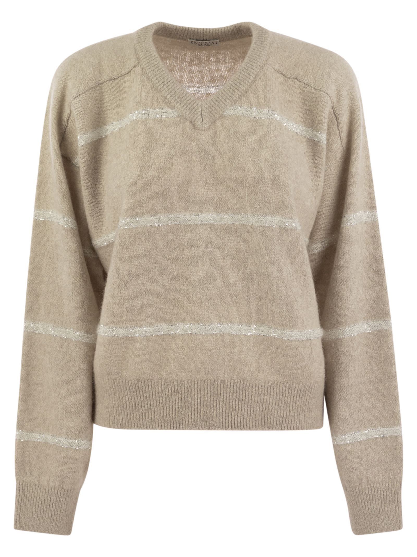 Brunello Cucinelli Women Alpaca, Cotton And Wool Sweater With Sequins