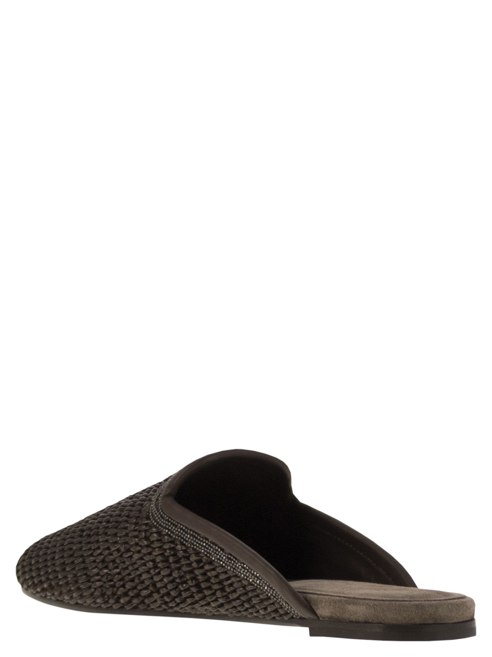 Brunello Cucinelli Women Techno Raffia Slipper With Precious Trim