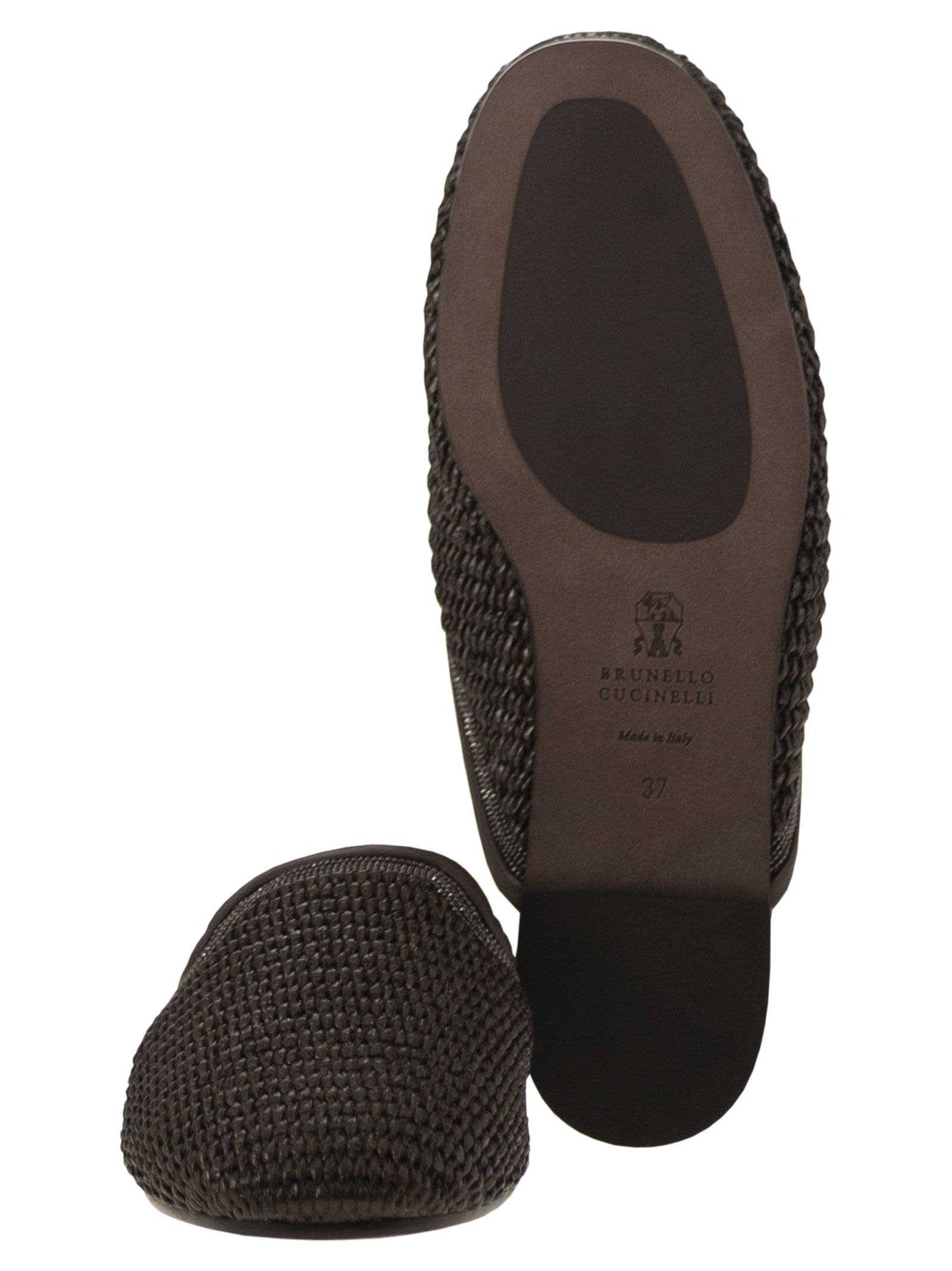 Brunello Cucinelli Women Techno Raffia Slipper With Precious Trim