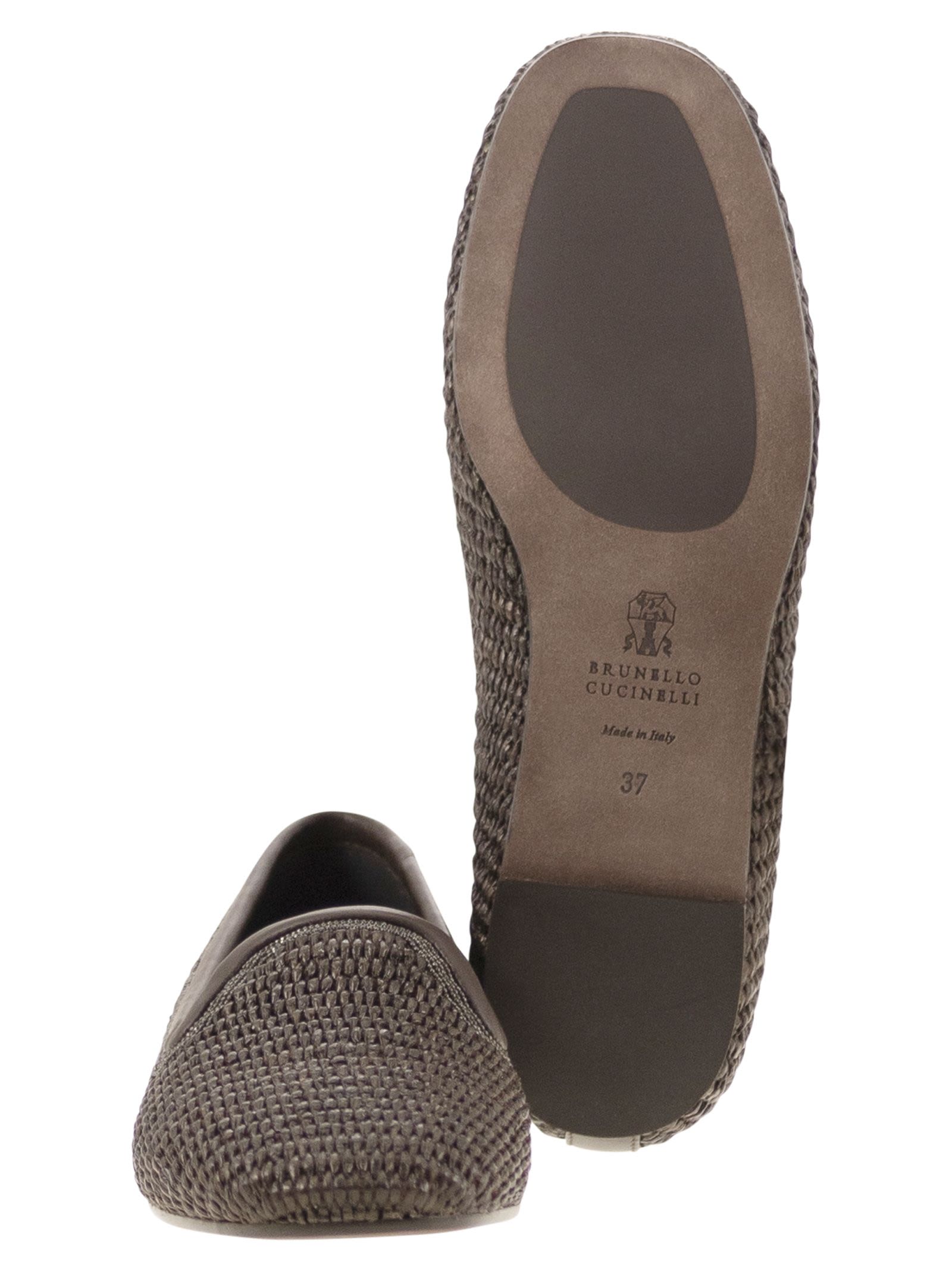 Brunello Cucinelli Women Techno Raffia Slipper With Precious Trim