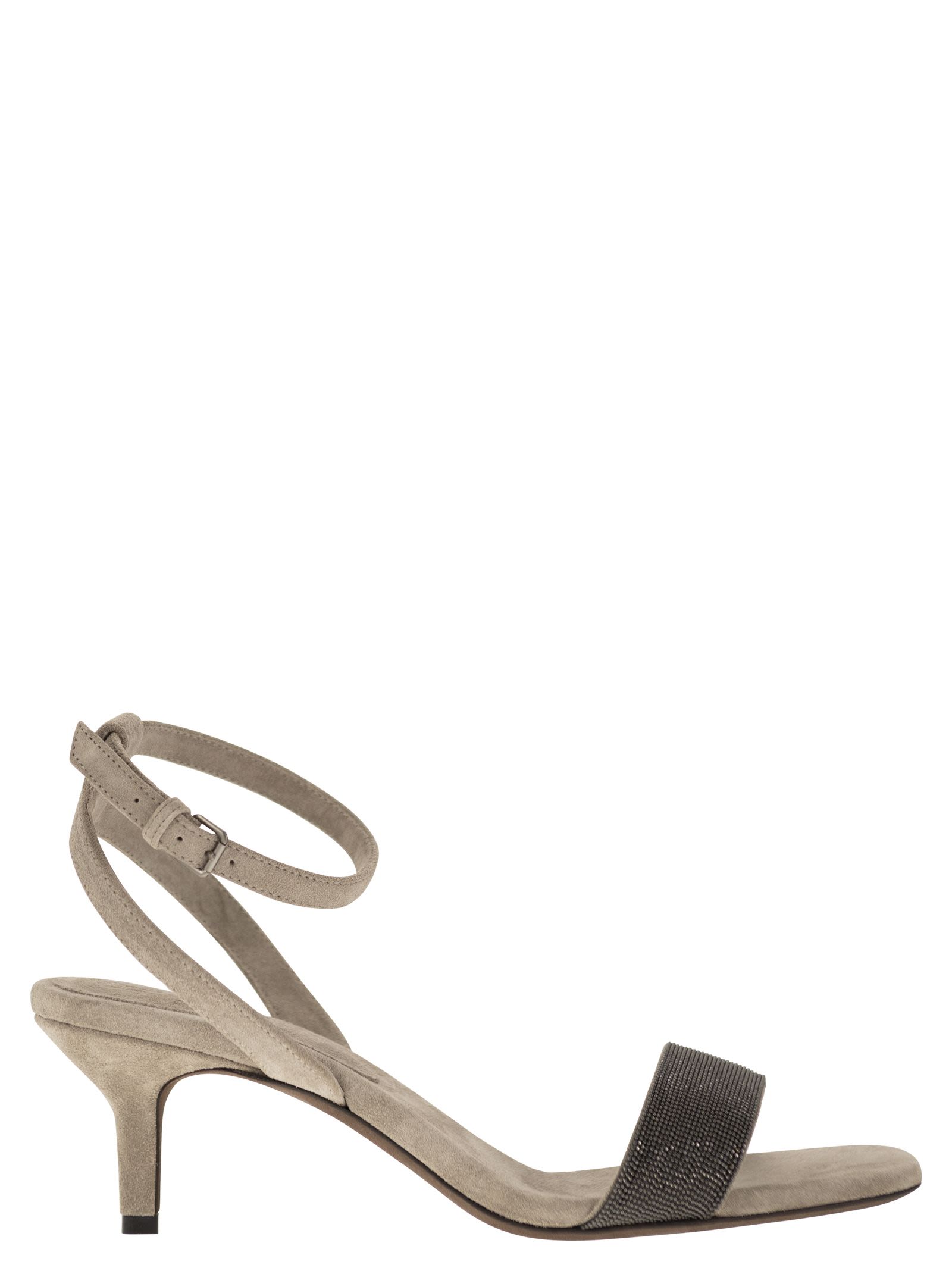 Brunello Cucinelli Women Suede Sandals With Precious Insert