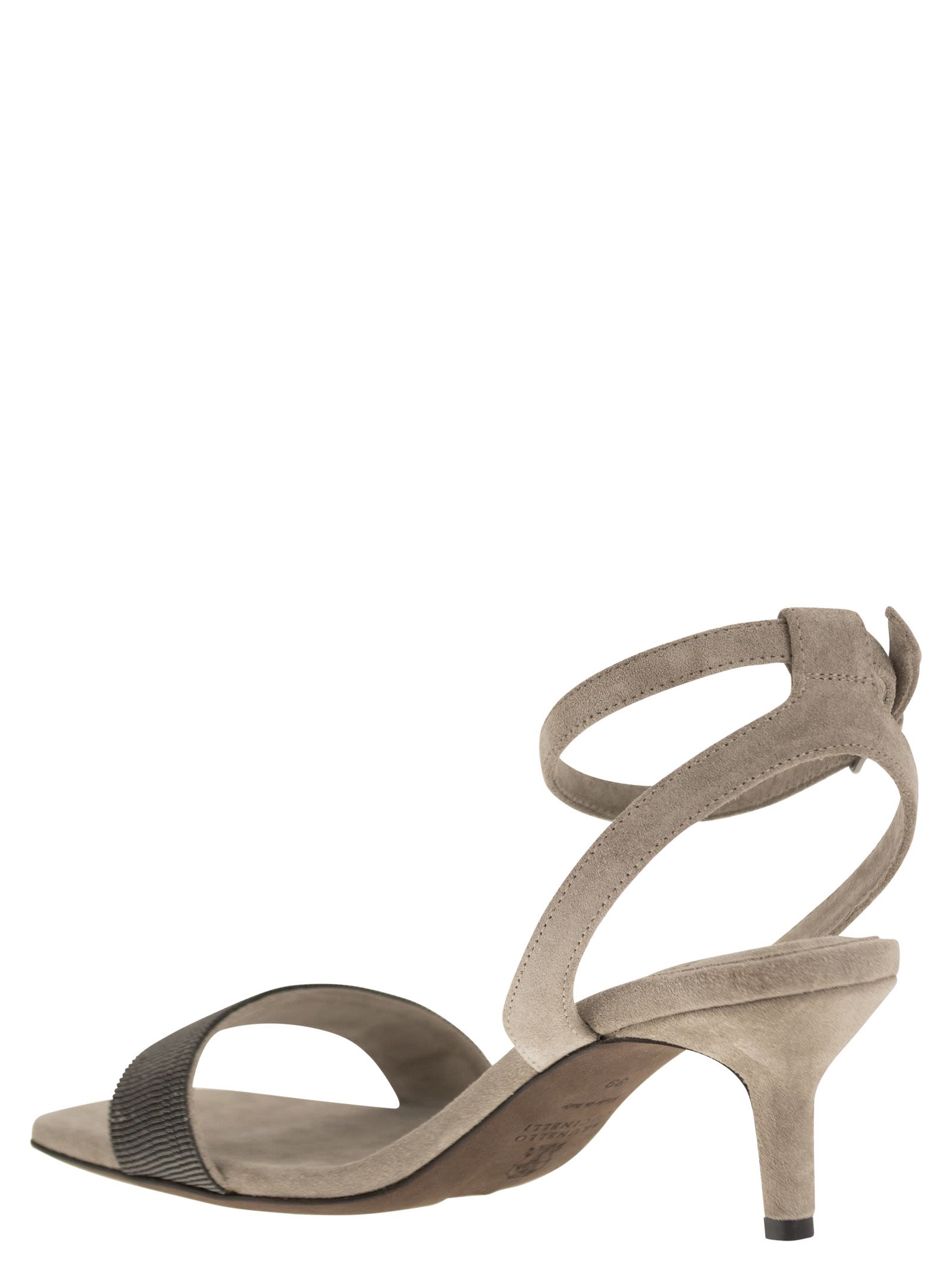 Brunello Cucinelli Women Suede Sandals With Precious Insert
