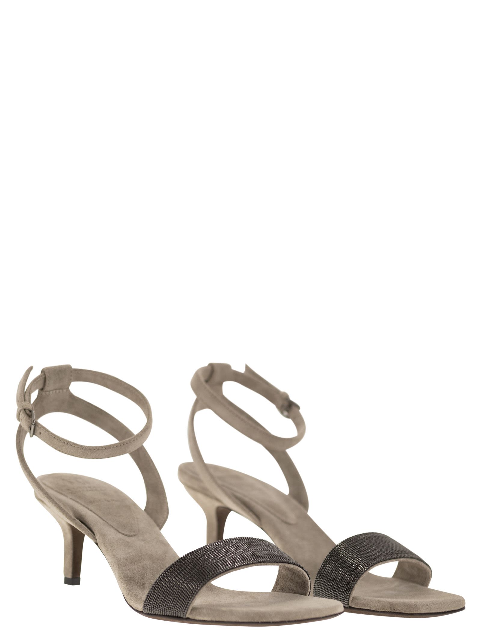 Brunello Cucinelli Women Suede Sandals With Precious Insert