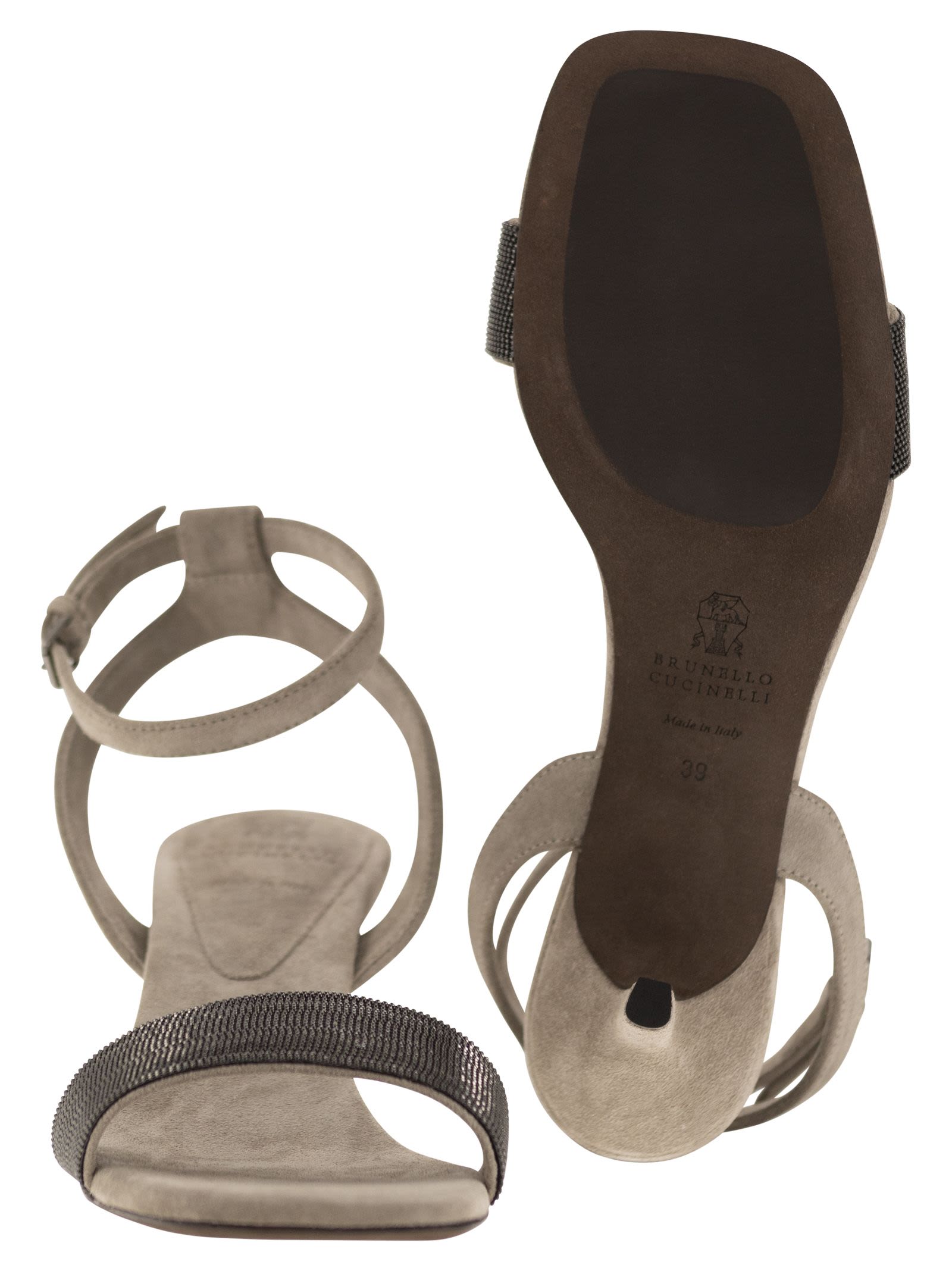 Brunello Cucinelli Women Suede Sandals With Precious Insert