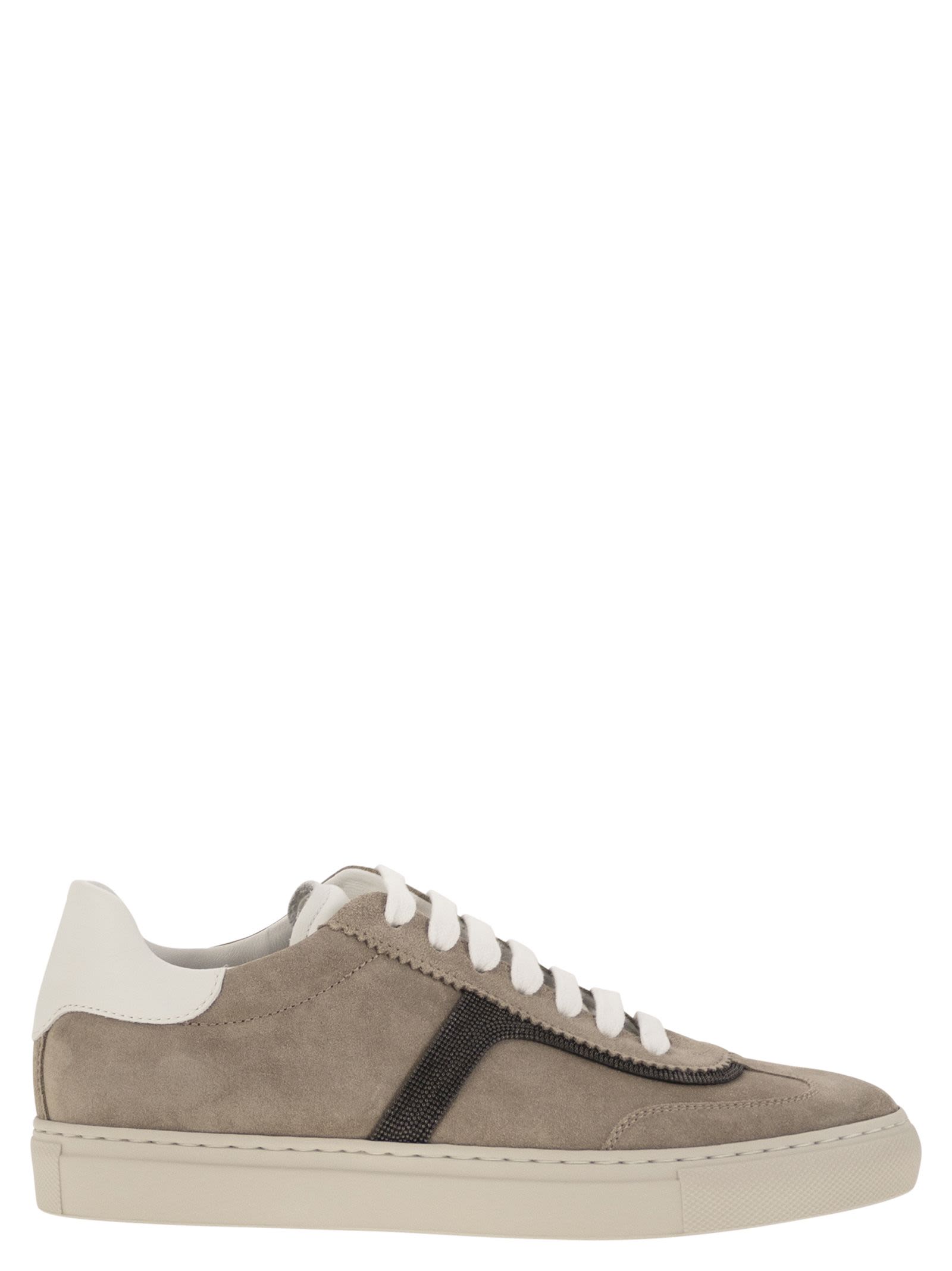 Brunello Cucinelli Women Suede Trainers With Precious Detailing