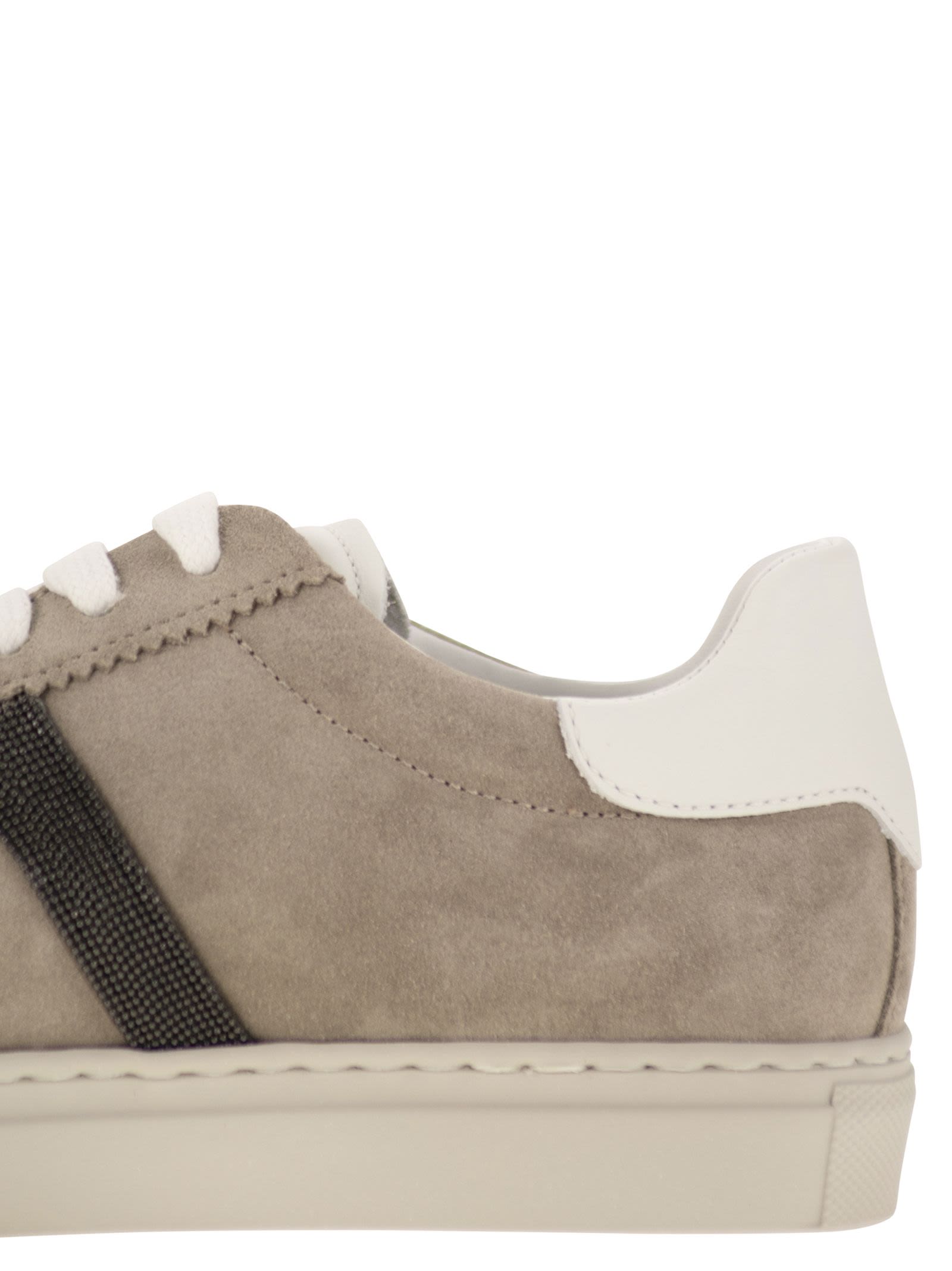 Brunello Cucinelli Women Suede Trainers With Precious Detailing