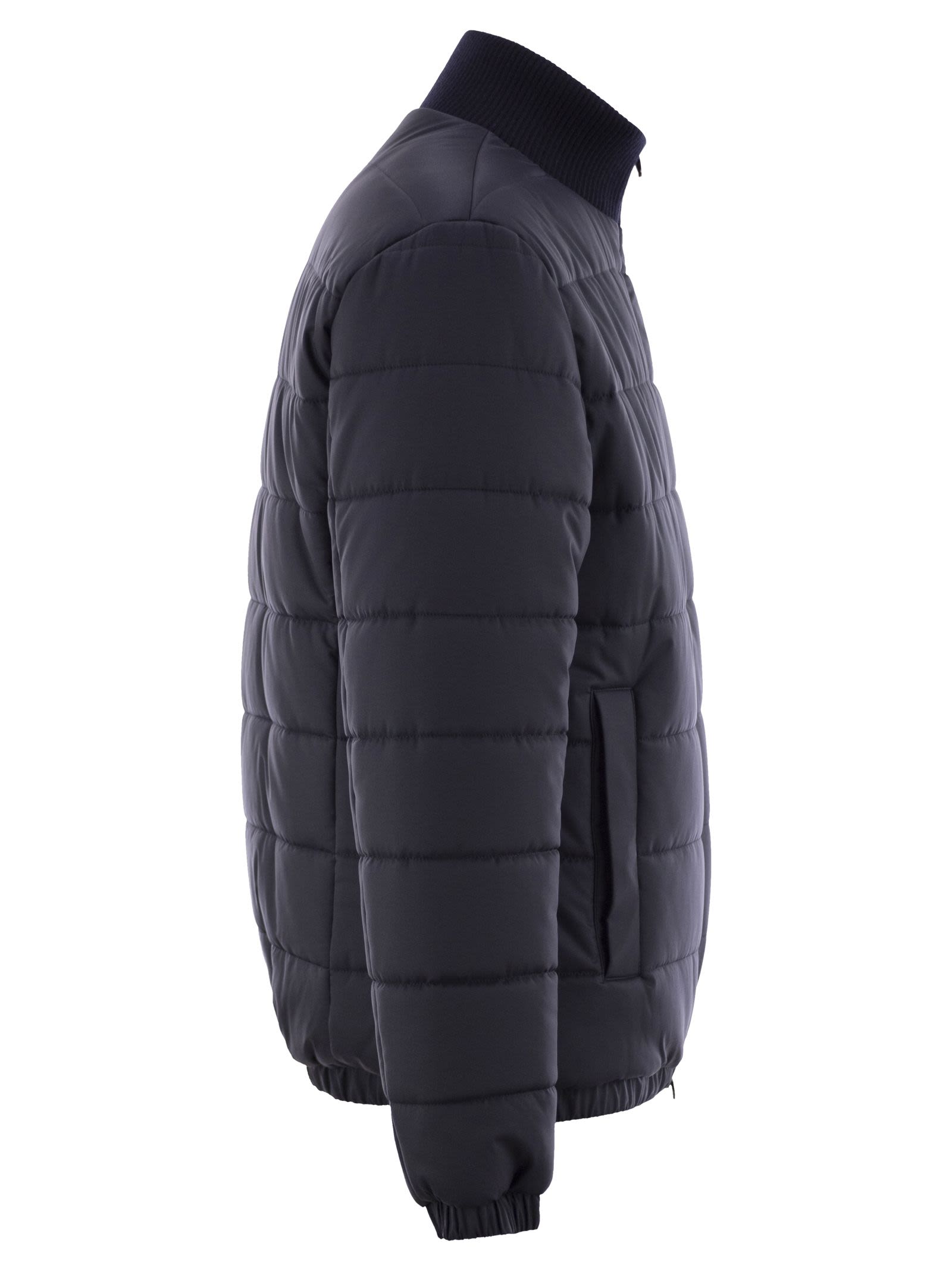 Kiton Men Technical Fabric Bomber Jacket