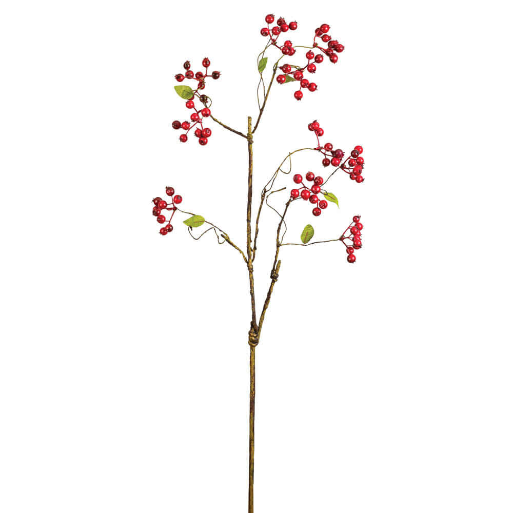 Faux Red Berry Spray for Farmhouse and Cottagecore Décor (Set of 2)