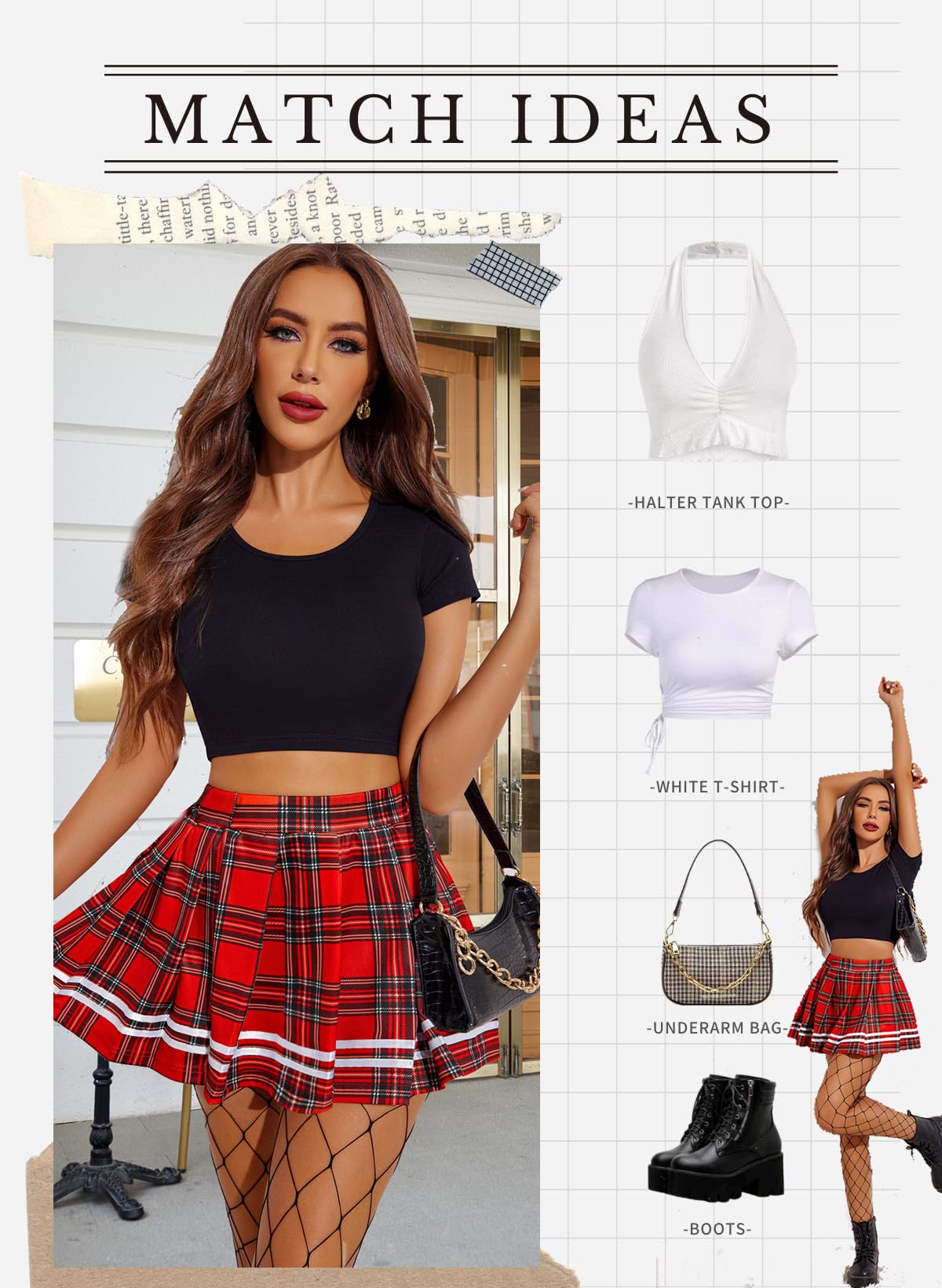 Avidlove Womens Pleated Skirt School Uniform Skirt Mini Skirt Pleated Cheer Skirt