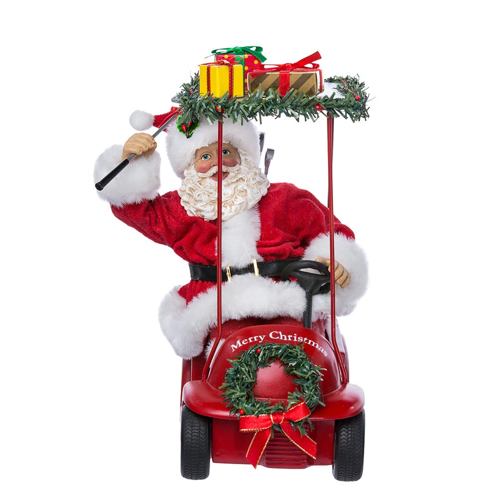 Santa Driving Golf Cart - 11 inch Fabriche