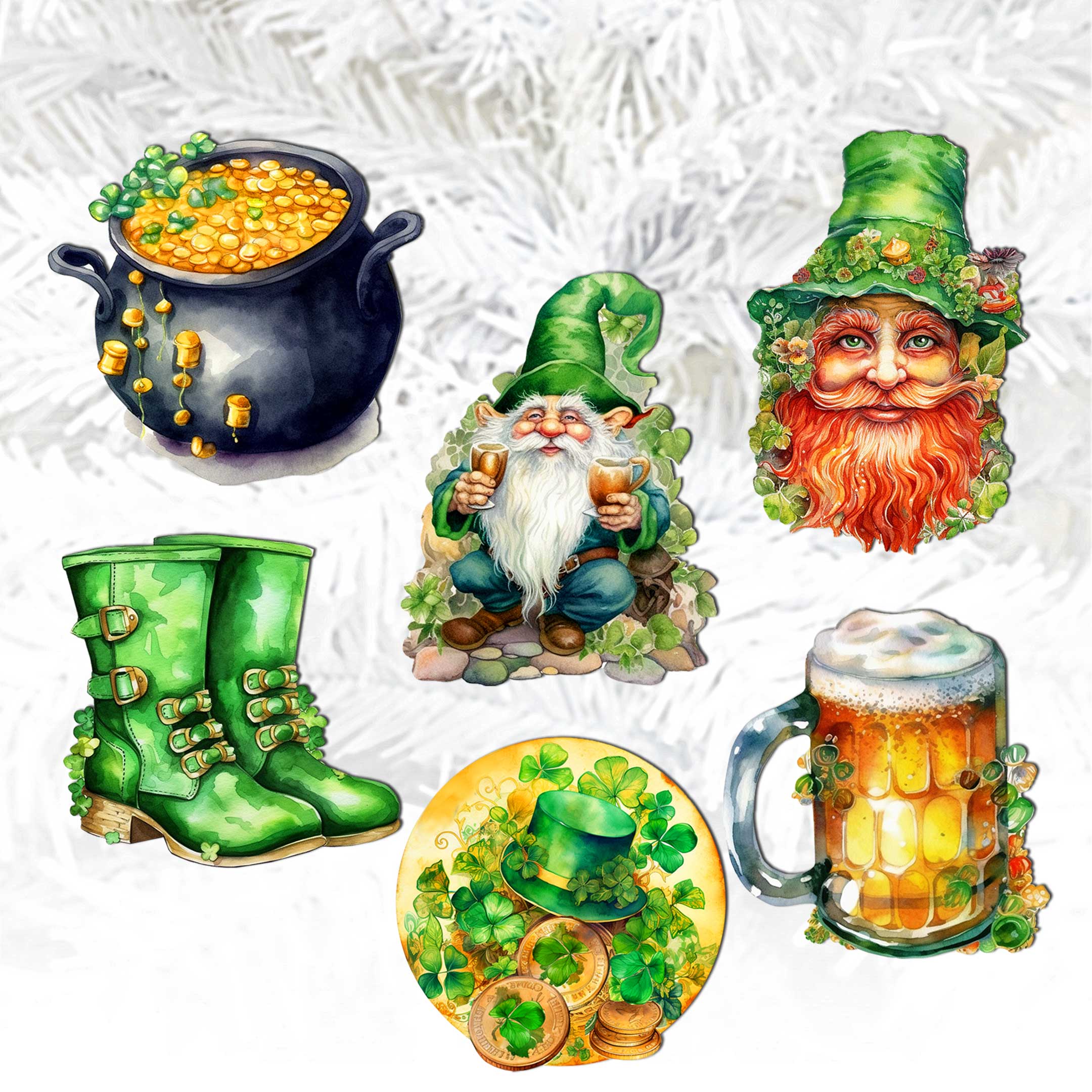 St. Patrick Day Decorative Wooden Clip-on Ornaments Set of 6 by G. Debrekht - St. Patrick Day Decor - 8090058C-S6