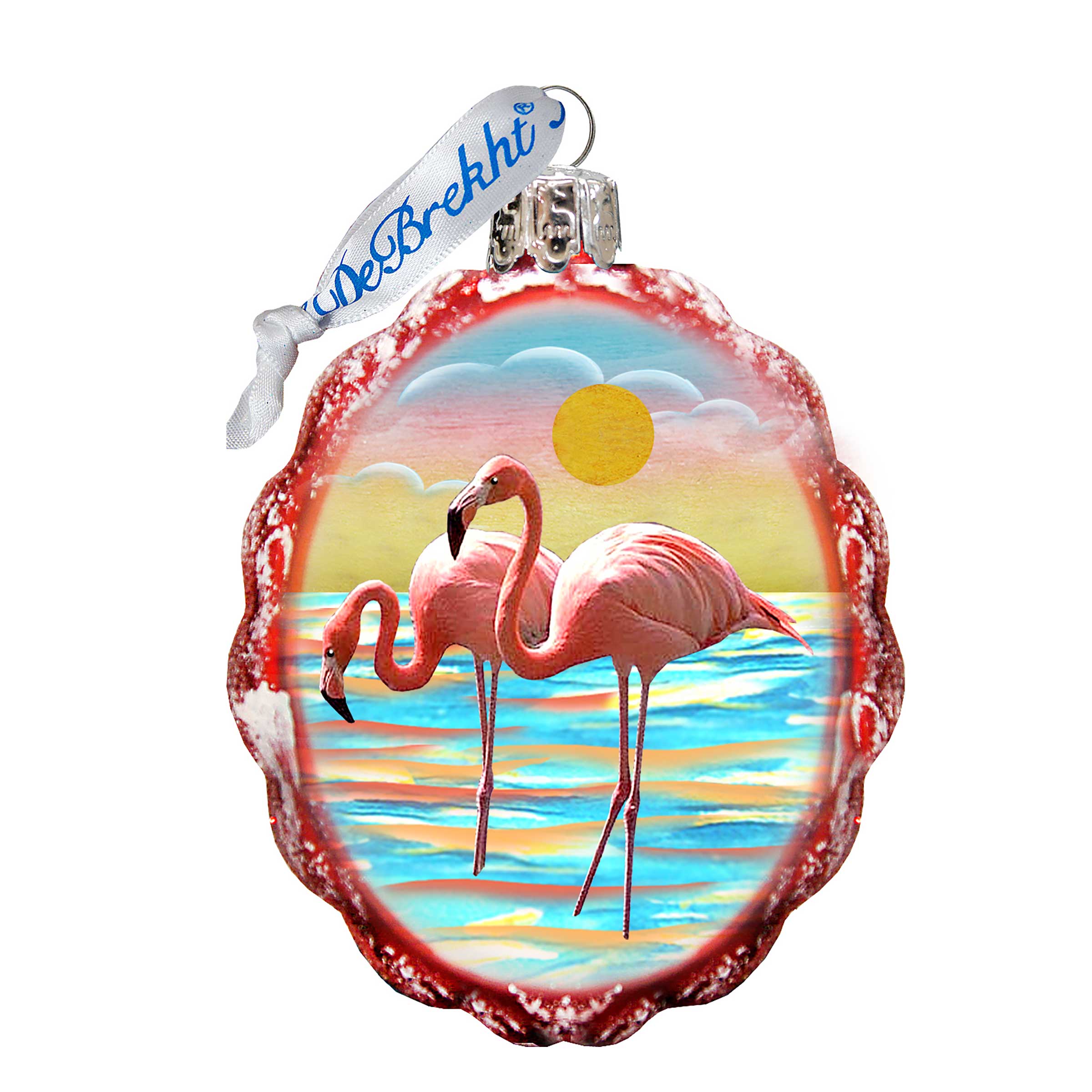 Flamingo at Sunset Mercury Glass Ornament by G. DeBrekht - Coastal Holiday Decor - 777375