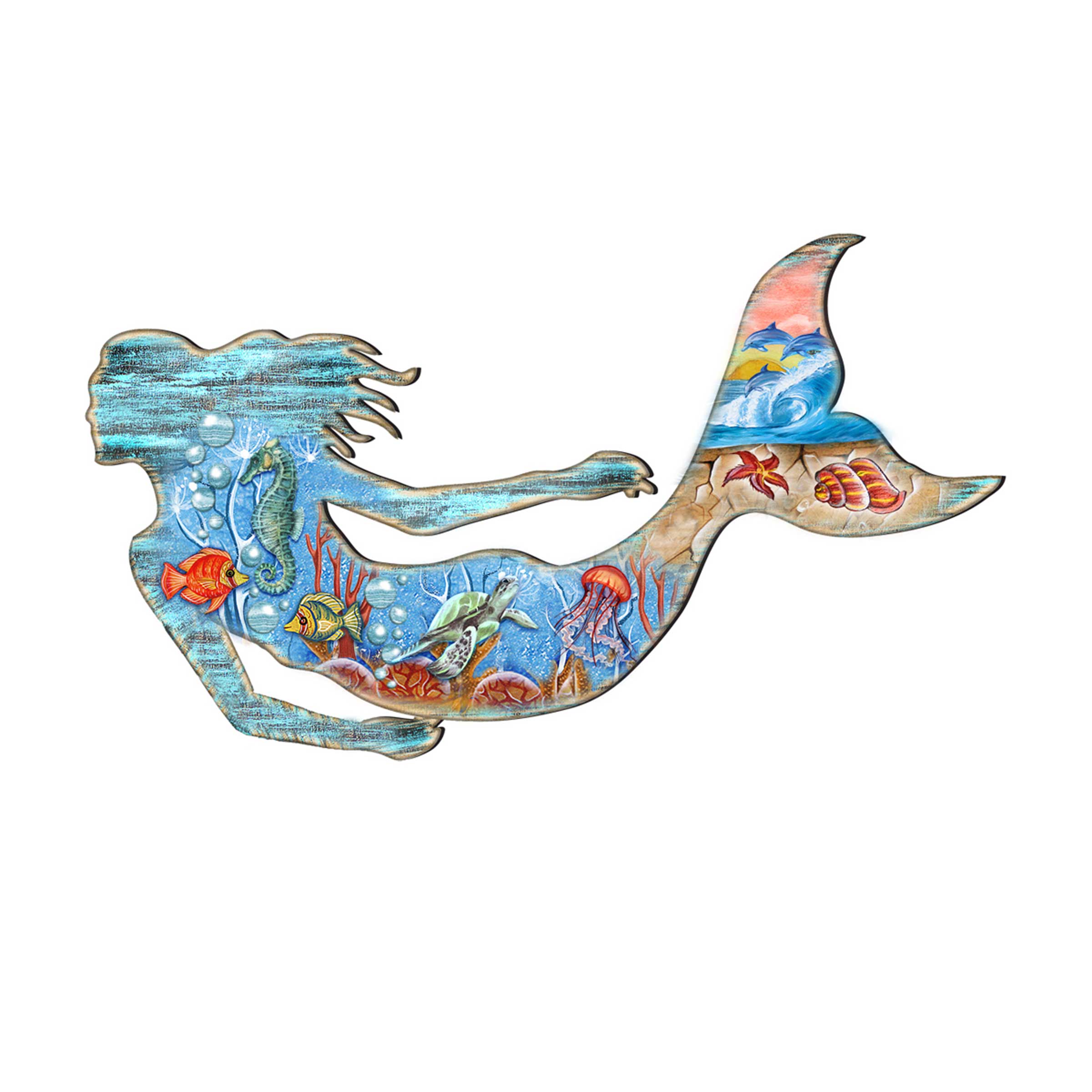Rustic Mermaid Door Decor by G. DeBrekht - Coastal Holiday Decor - 81985142H